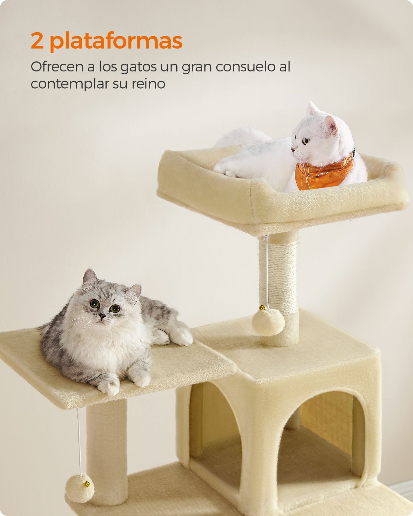 Árbol para Gatos Altura 143 cm Multinivel Beige-Feandrea