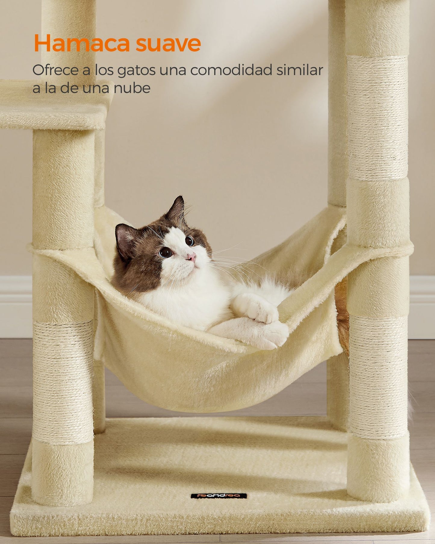 Árbol para Gatos Altura 143 cm Multinivel Beige-Feandrea