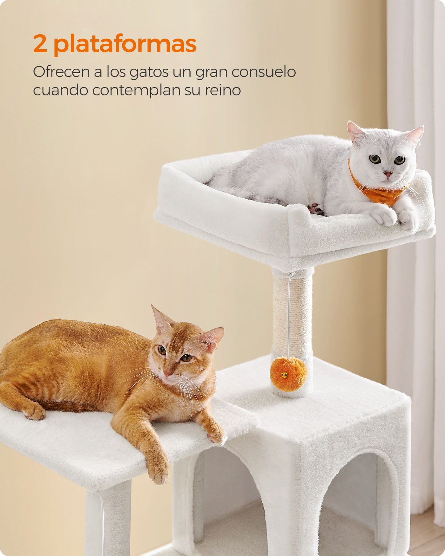 Árbol para Gatos 143 cm Blanco Crema-Feandrea