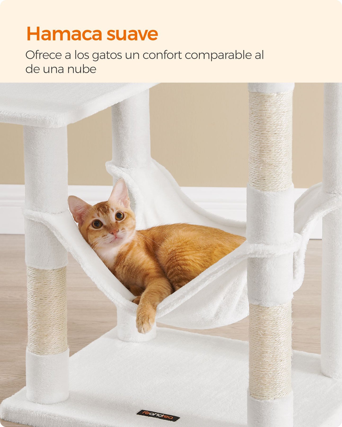 Árbol para Gatos 143 cm Blanco Crema-Feandrea