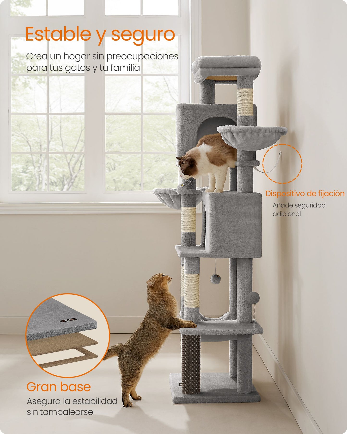 Árbol Grande para Gatos de 175 cm Beige Arena-Feandrea