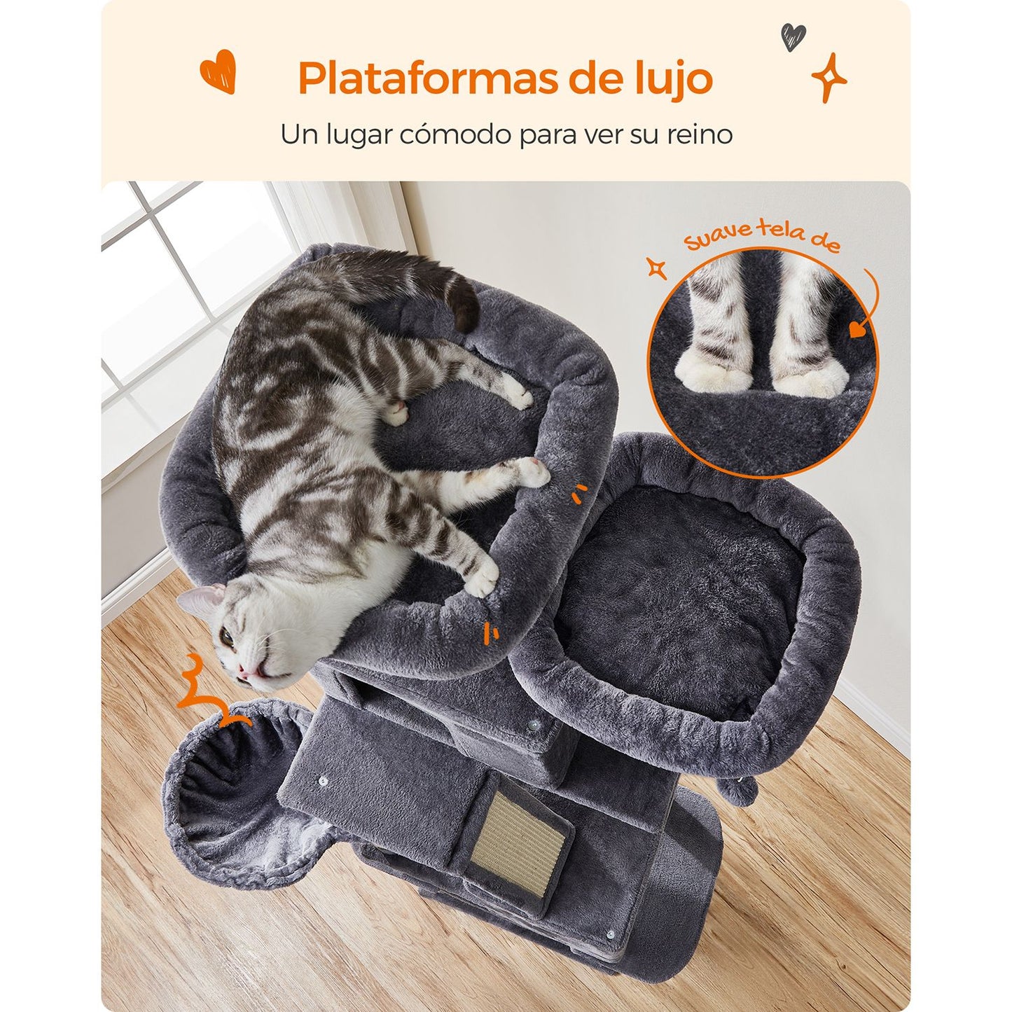 Cama para Perros de Tamaño M Gris Claro-Feandrea