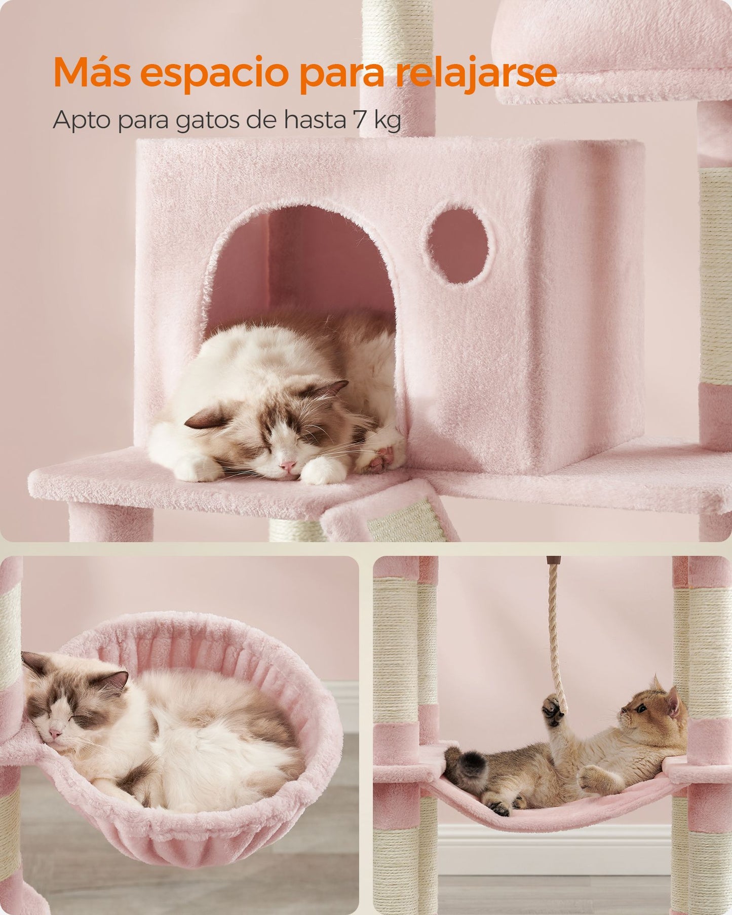 Árbol para Gatos 206 cm Rosa Jalea-Feandrea