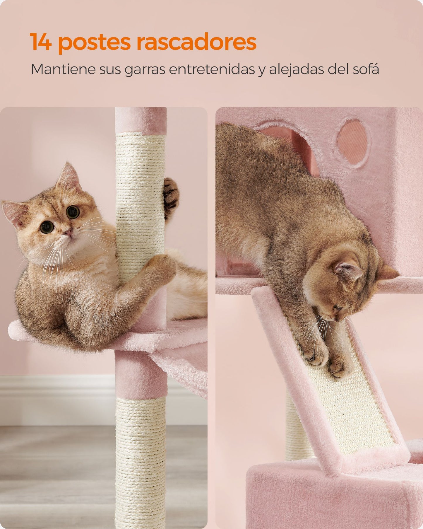 Árbol para Gatos 206 cm Rosa Jalea-Feandrea