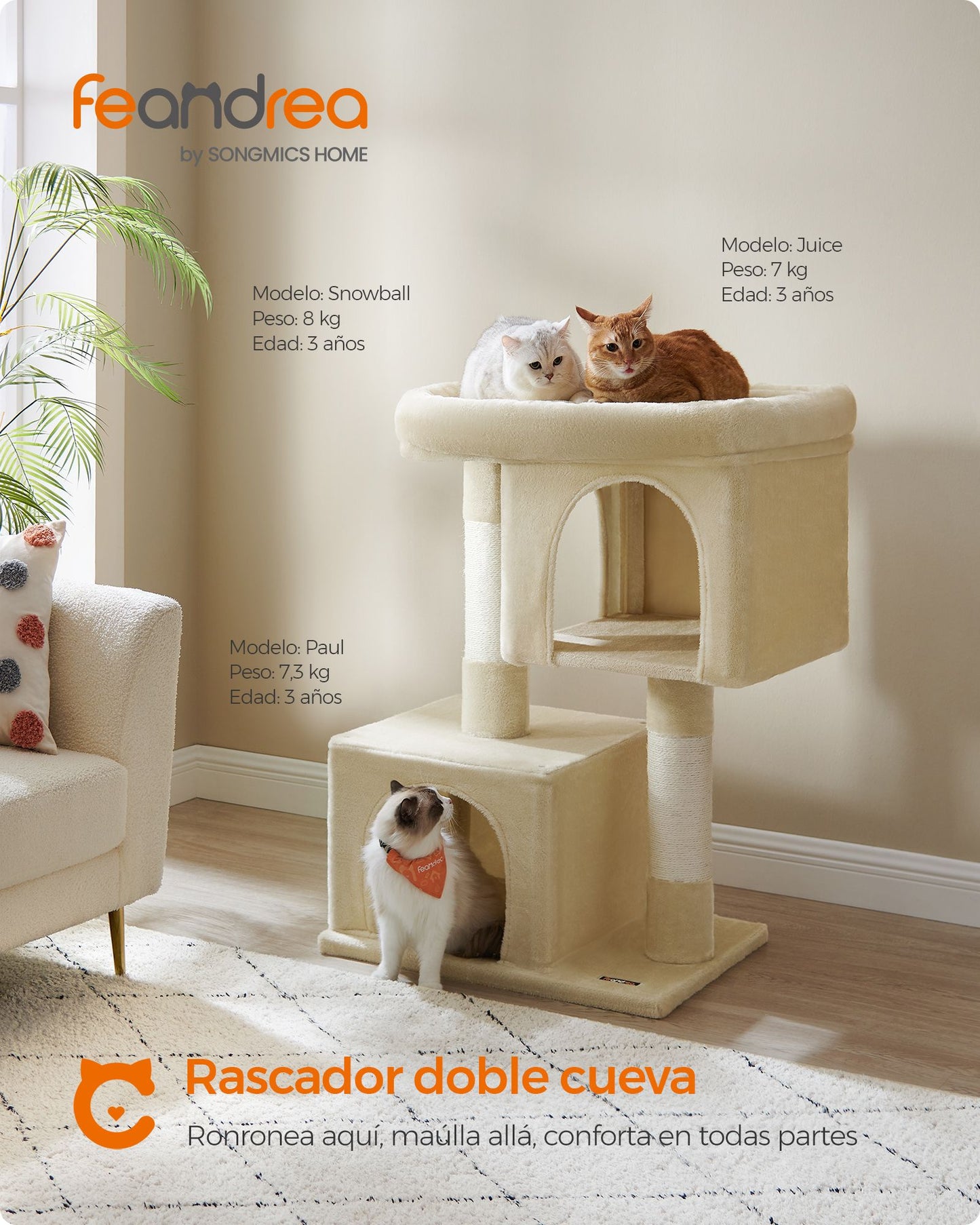 Árbol para Gatos 101 cm Beige-Feandrea