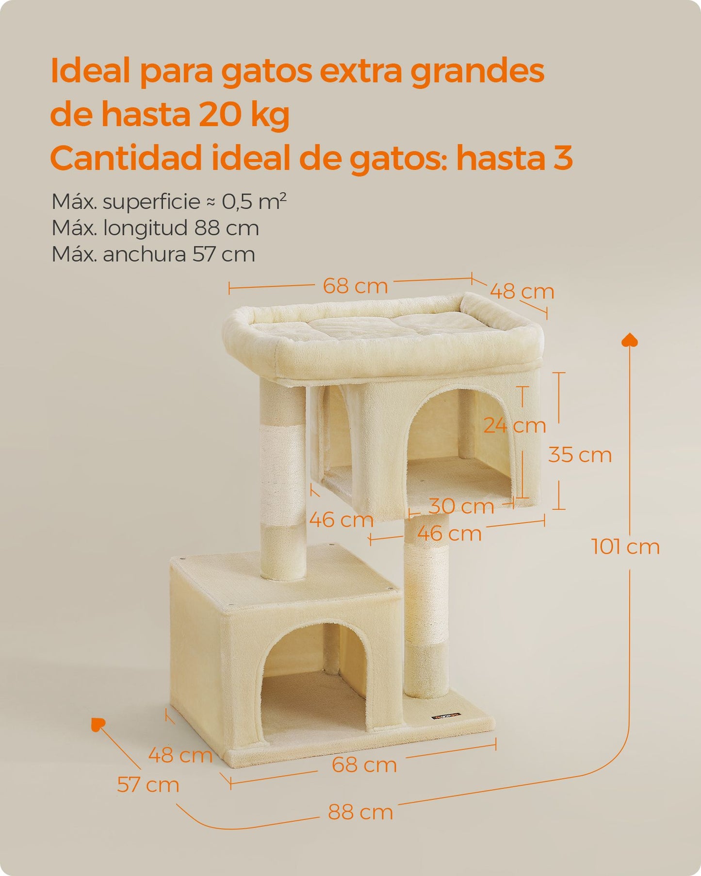 Árbol para Gatos 101 cm Beige-Feandrea