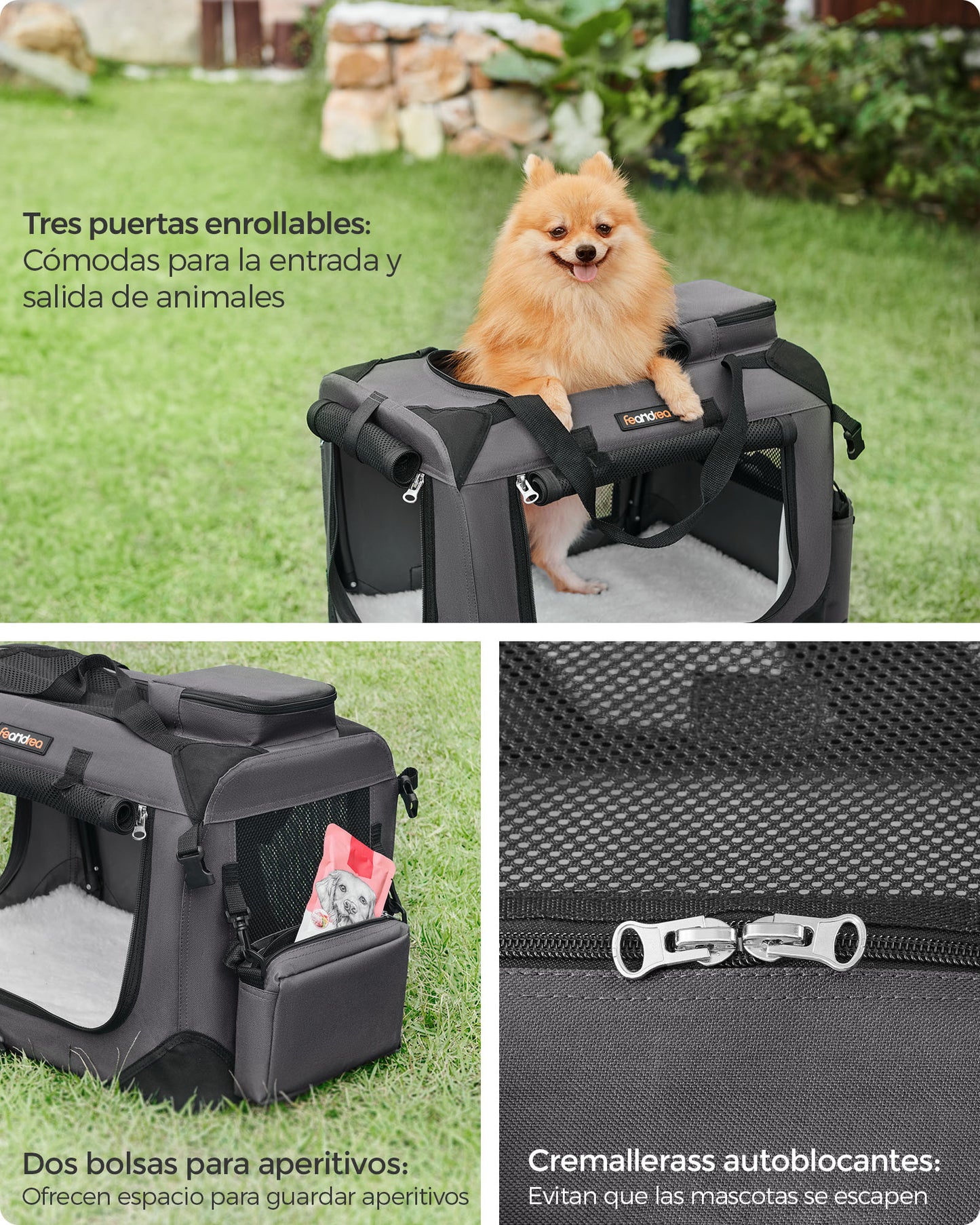 Caja de Transporte para Perros Gris-Feandrea