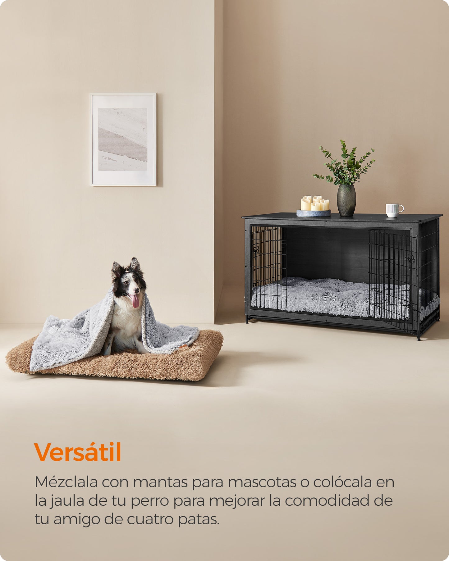 Cama para Perros 65 x 45 cm Lavable a Máquina Gris Ombré-Feandrea