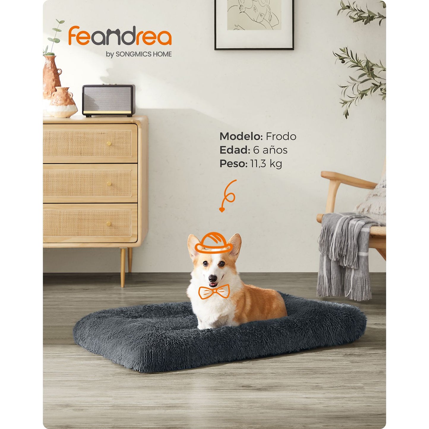 Cama para Perros de 95 x 60 cm Gris Oscuro-Feandrea