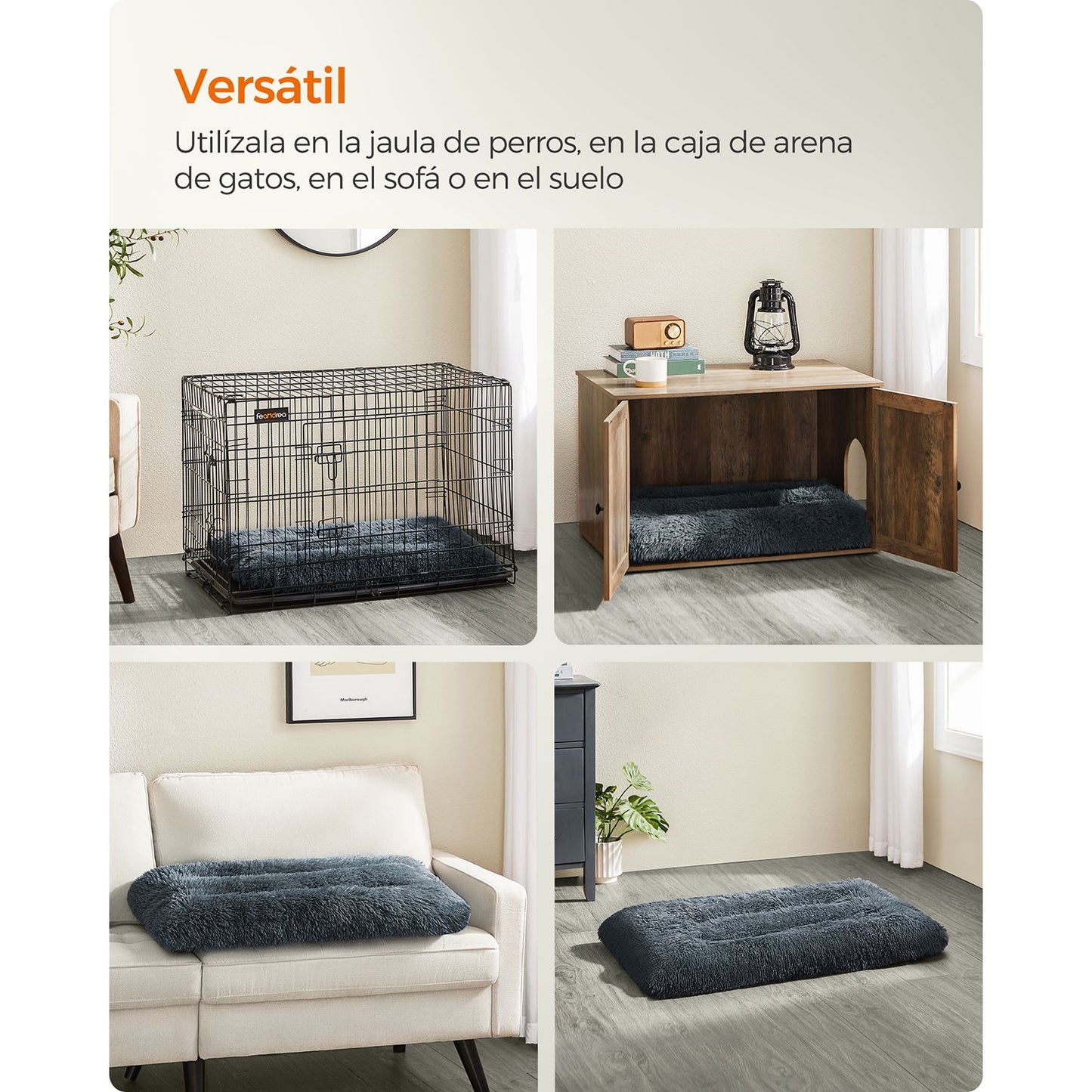 Cama para Perros de 95 x 60 cm Gris Oscuro-Feandrea