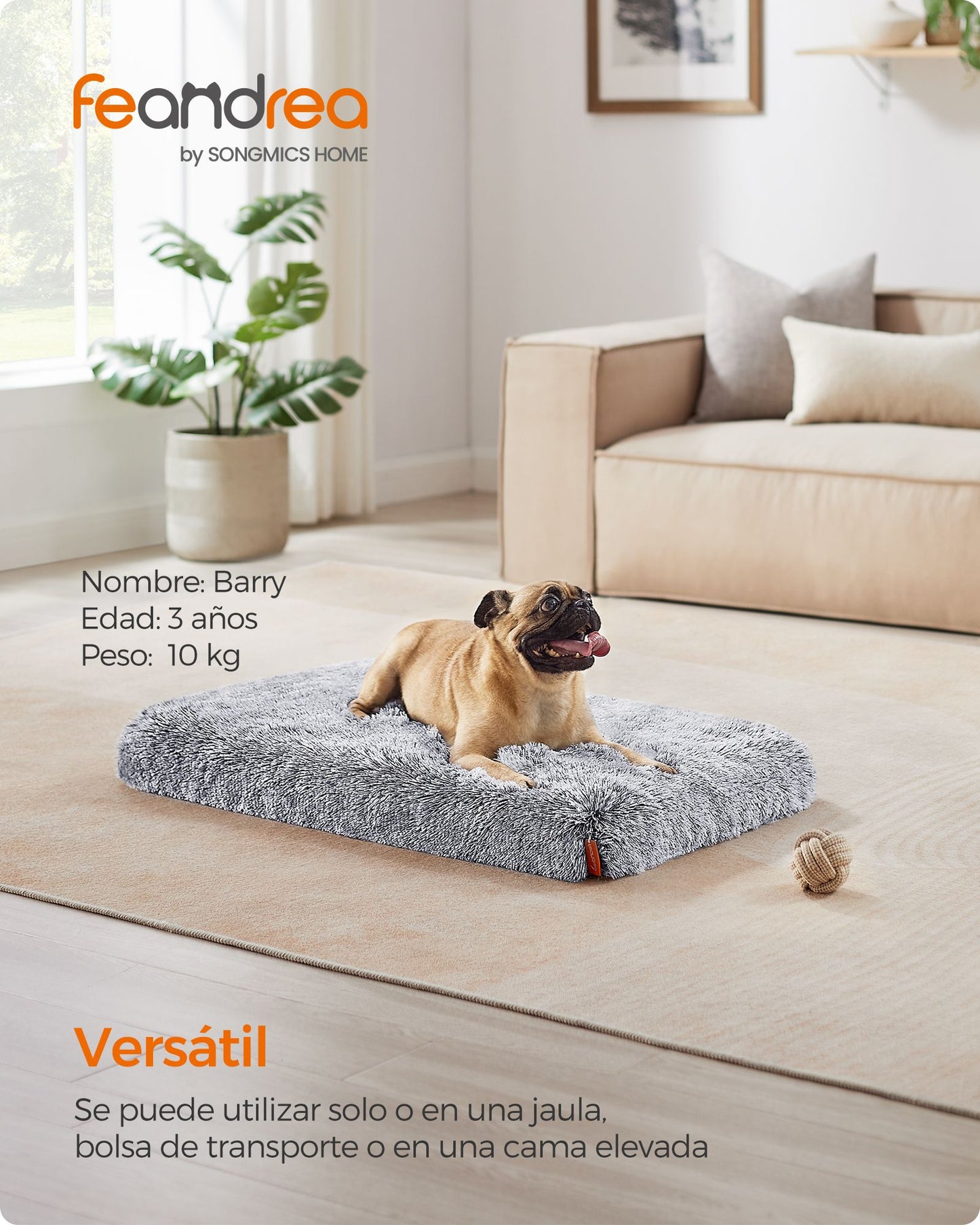 Cama para Perros 80 x 50 x 8 cm Gris Ombré-Feandrea