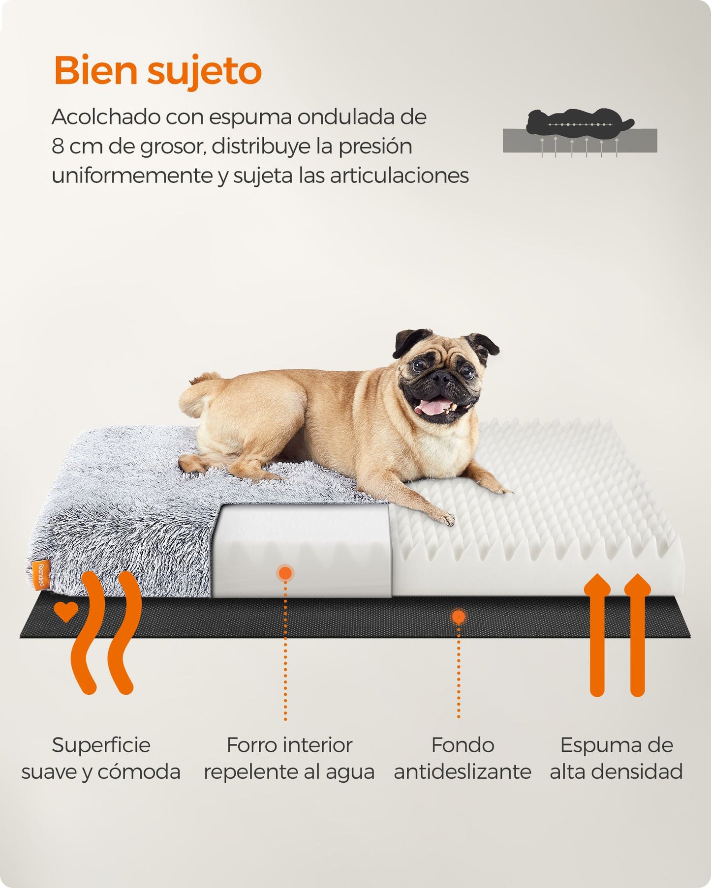 Cama para Perros 80 x 50 x 8 cm Gris Ombré-Feandrea