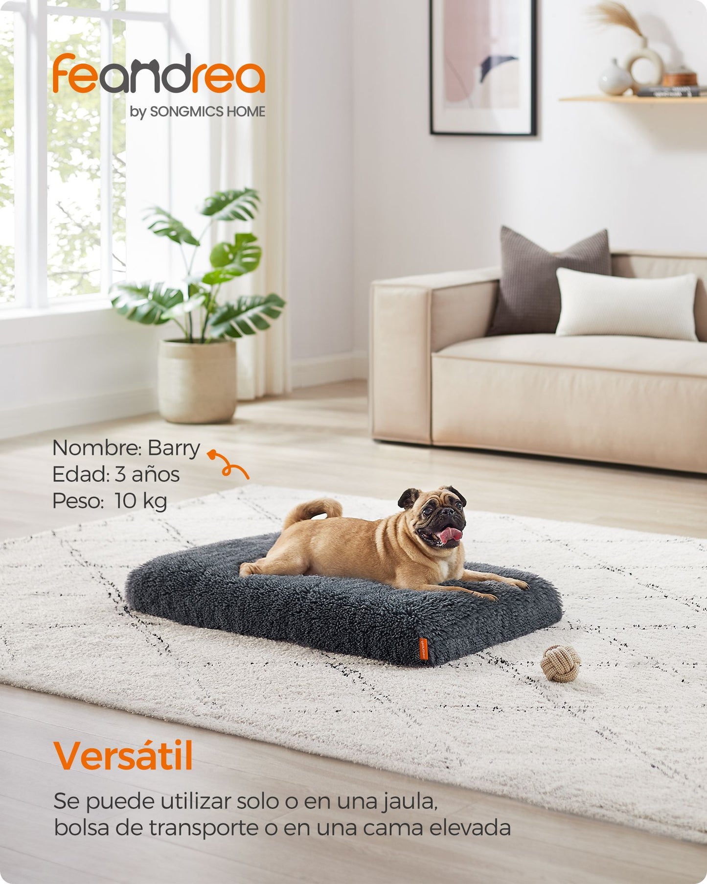 Cama para Perros 80 x 50 x 8 cm Gris Oscuro-Feandrea