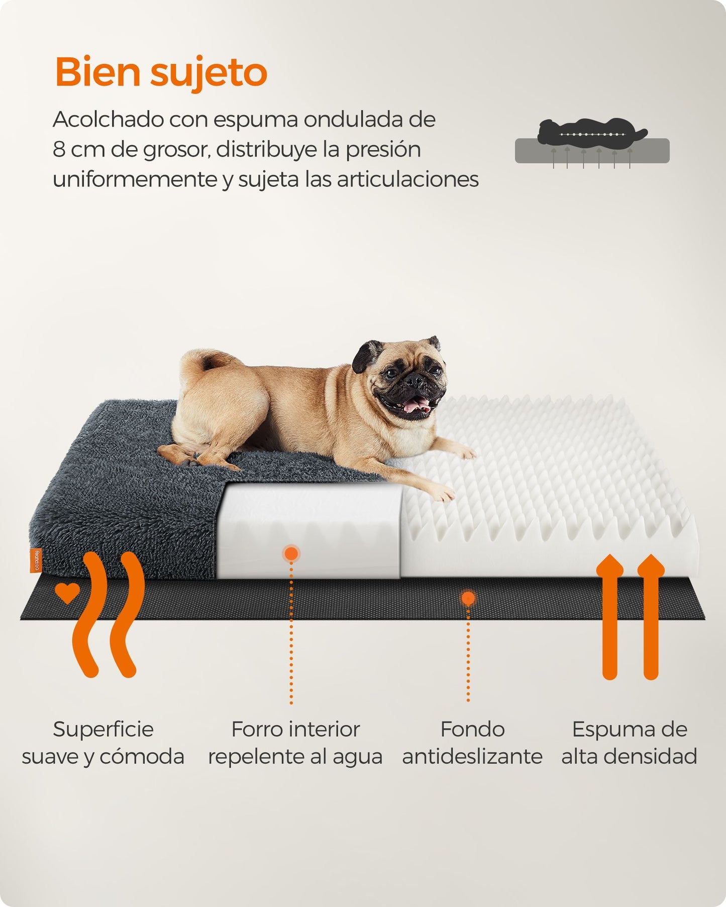 Cama para Perros 80 x 50 x 8 cm Gris Oscuro-Feandrea