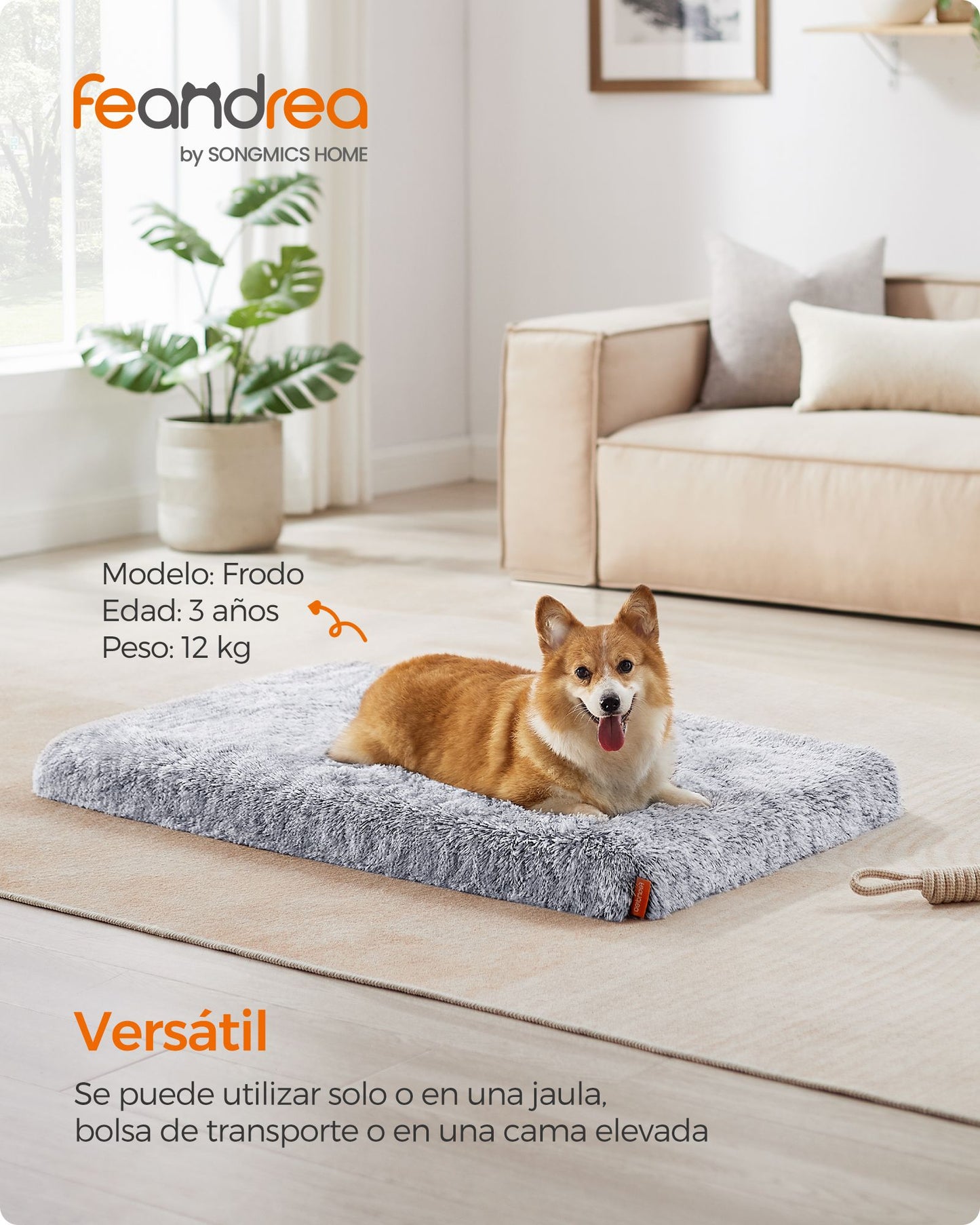 Cama para Perros 95 x 60 x 8 cm Gris Ombré-Feandrea