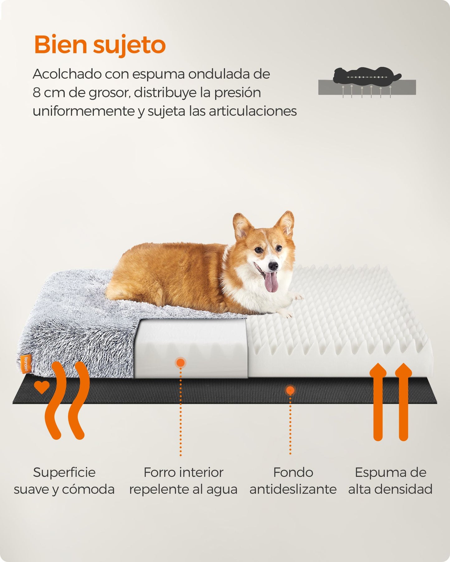 Cama para Perros 95 x 60 x 8 cm Gris Ombré-Feandrea