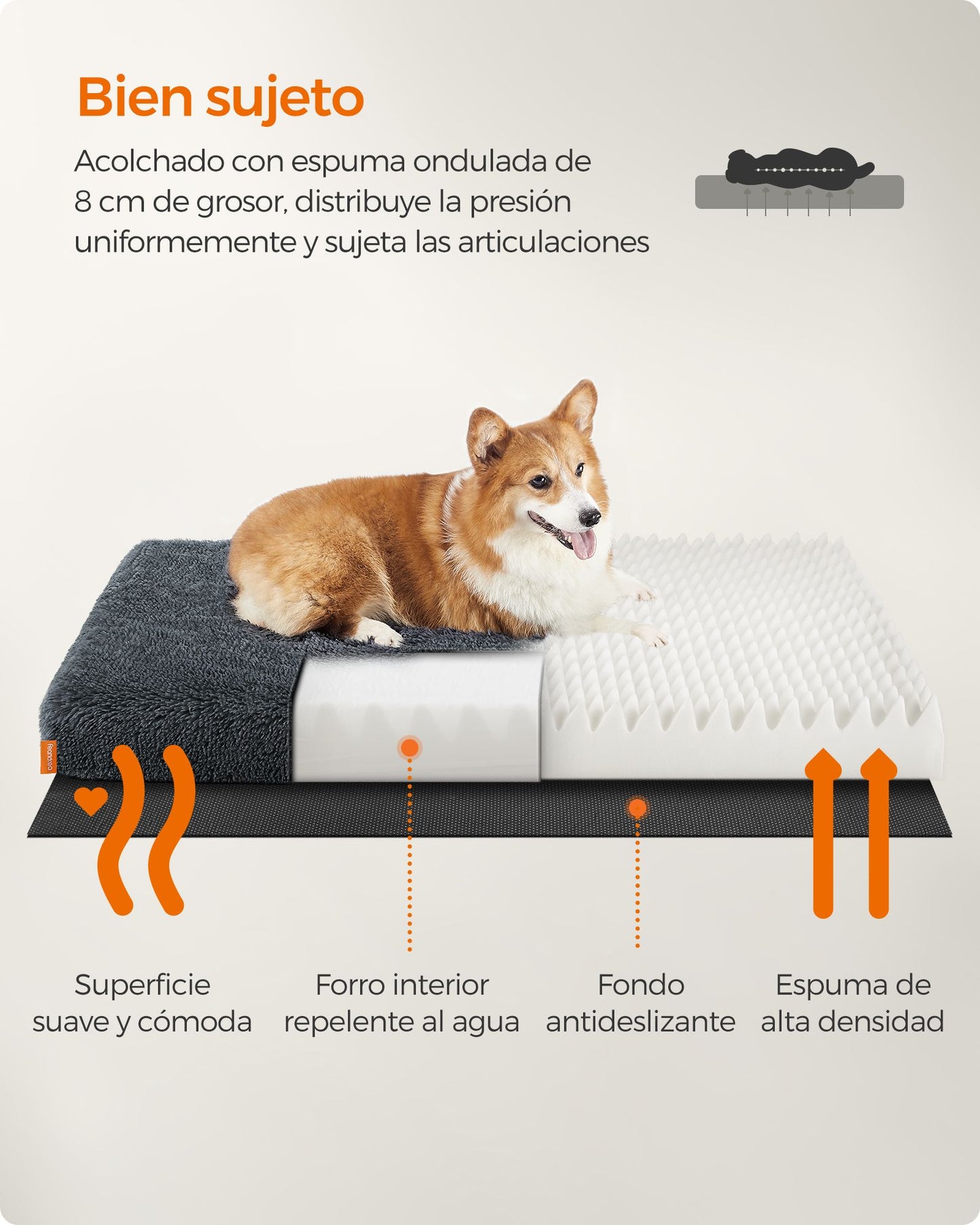 Cama para Perros 95 x 60 x 8 cm Gris Oscuro-Feandrea