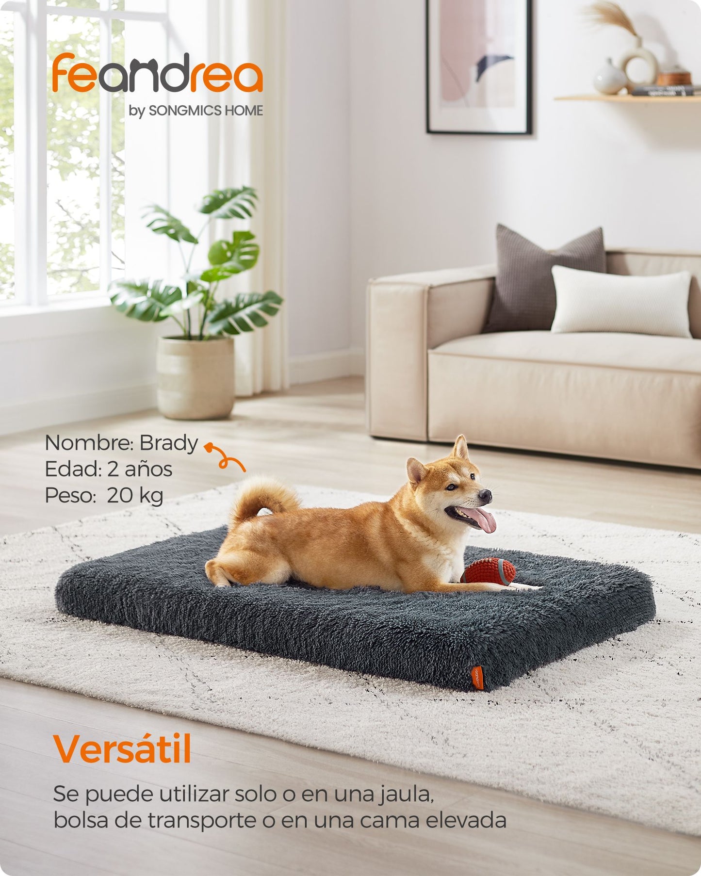 Cama para Perros 110 x 73 x 10 cm Gris Oscuro-Feandrea