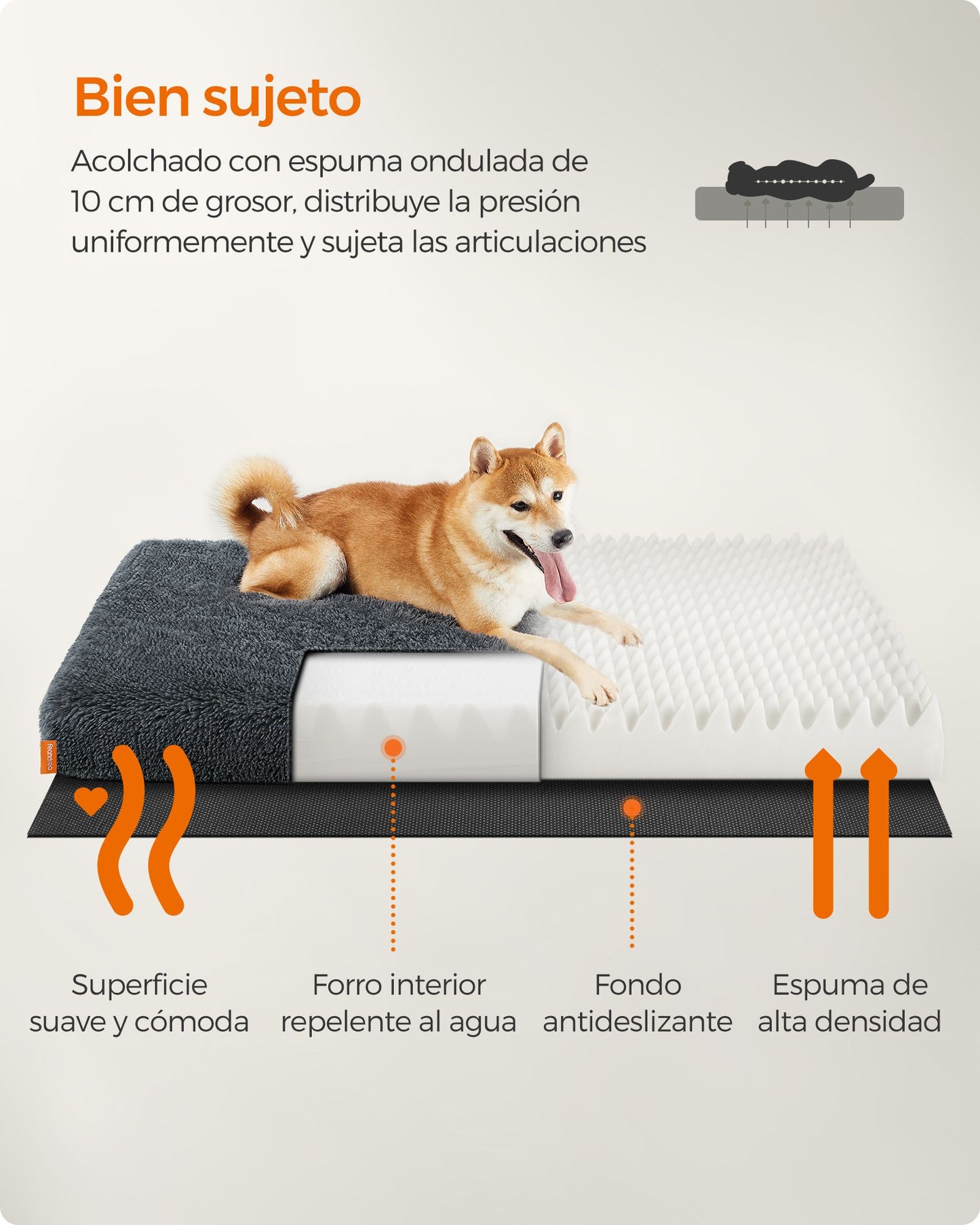 Cama para Perros 110 x 73 x 10 cm Gris Oscuro-Feandrea