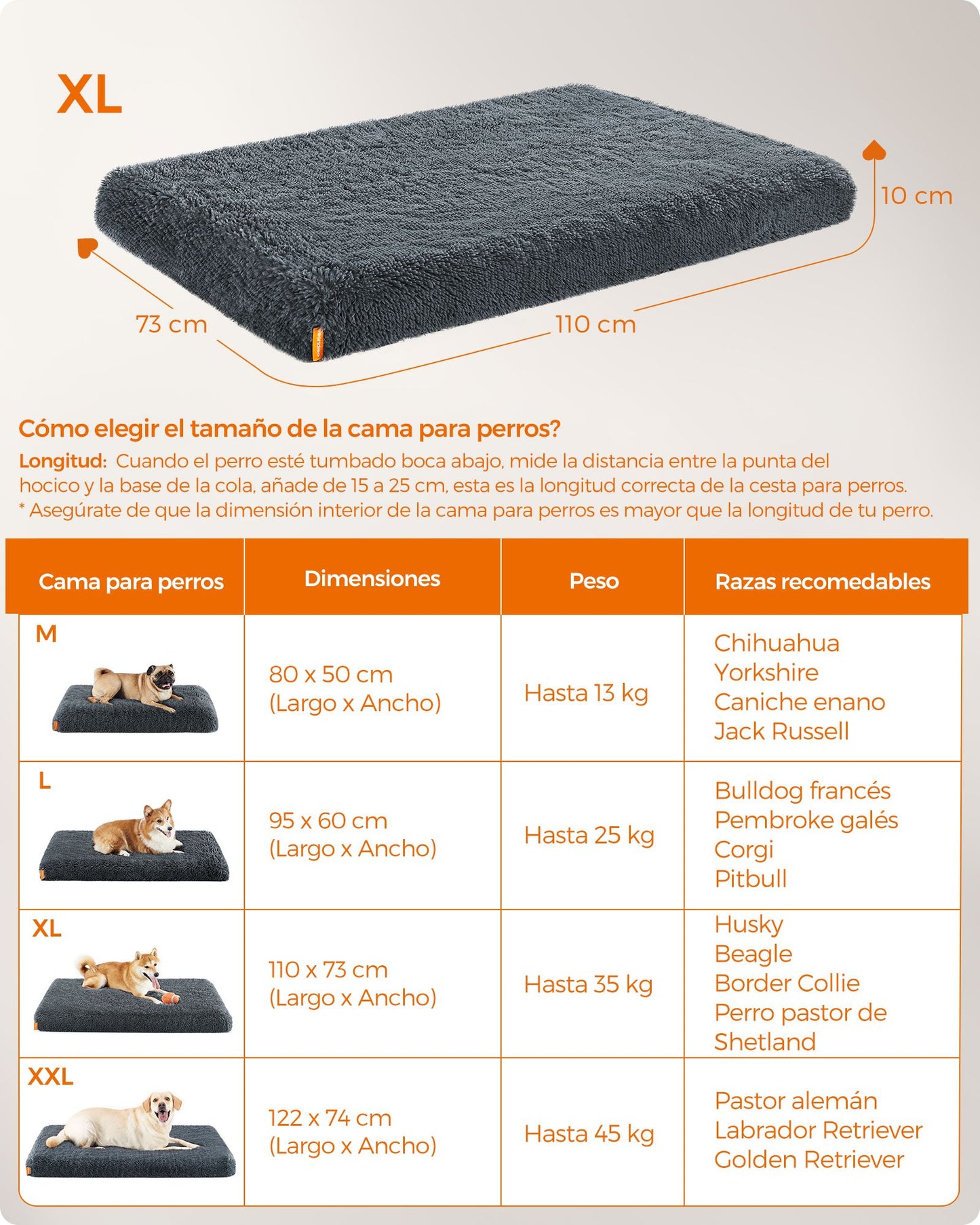 Cama para Perros 110 x 73 x 10 cm Gris Oscuro-Feandrea