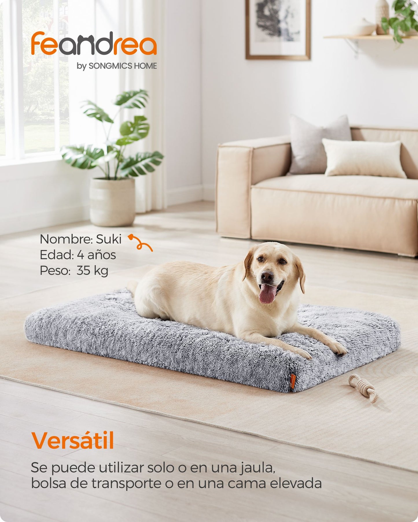 Cama para Perros 122 x 74 x 10 cm Gris Ombré-Feandrea