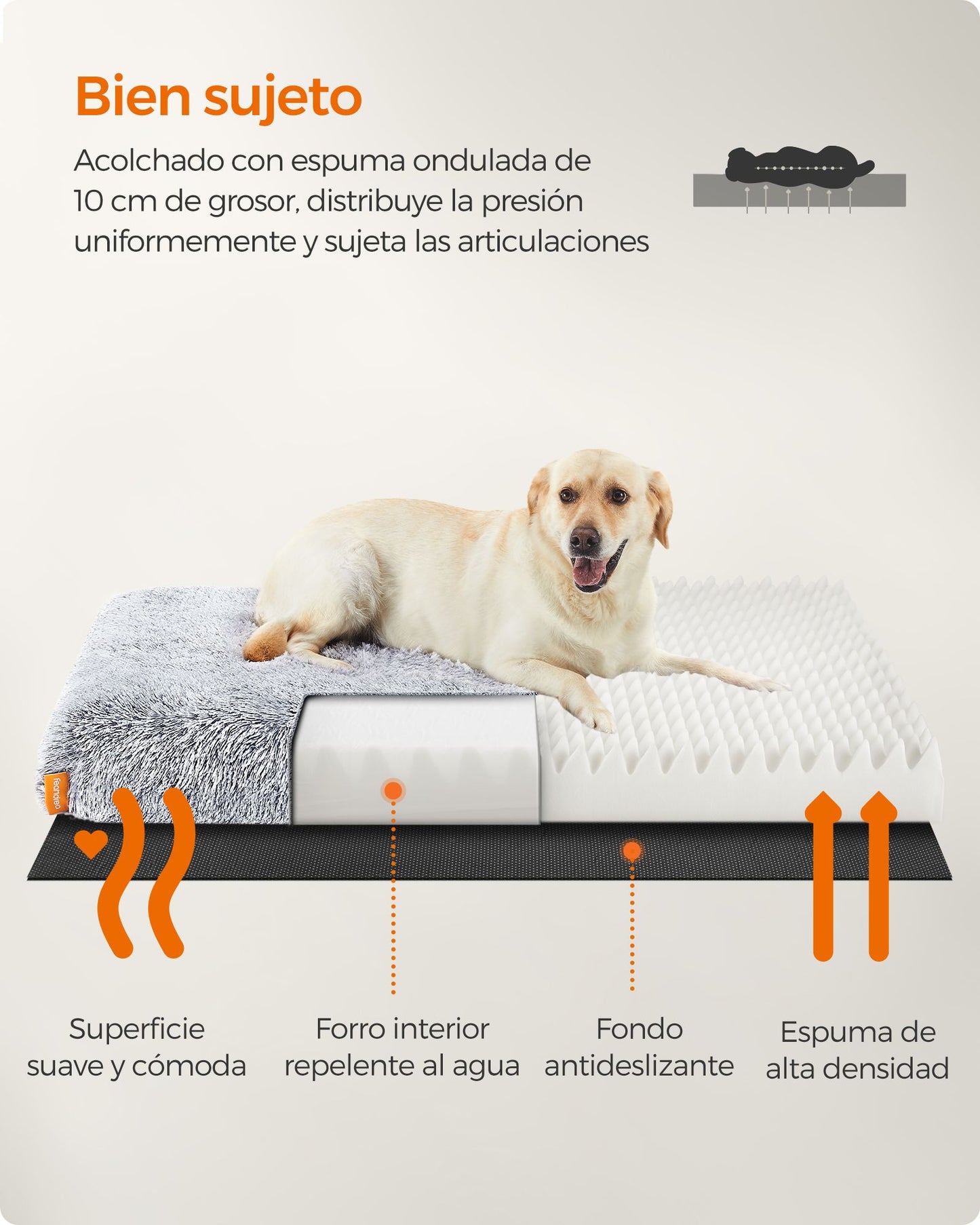 Cama para Perros 122 x 74 x 10 cm Gris Ombré-Feandrea