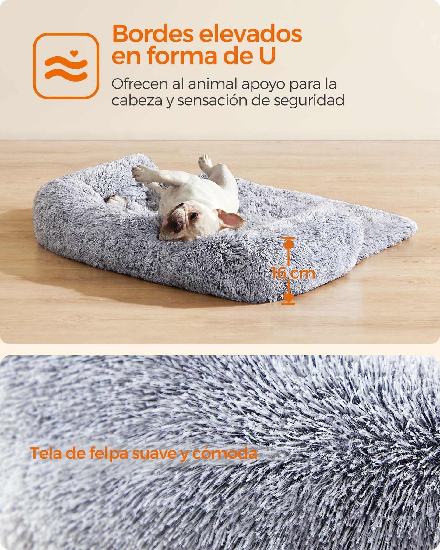 FluffyHug Cama para Perros 80 x 75 x 16 cm Gris Ombré-Feandrea