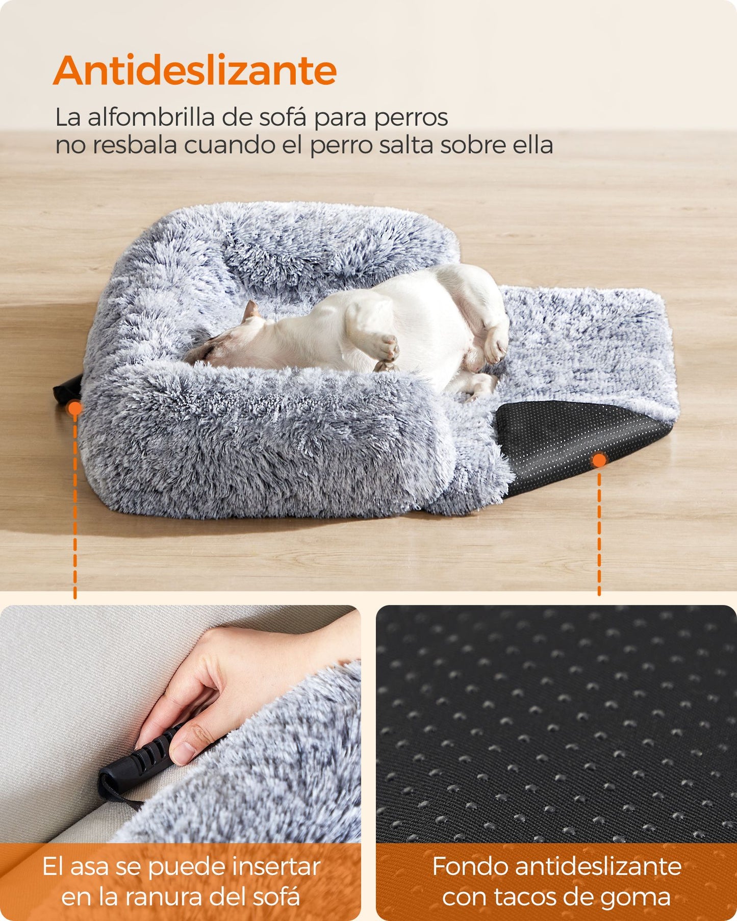 FluffyHug Cama para Perros 80 x 75 x 16 cm Gris Ombré-Feandrea