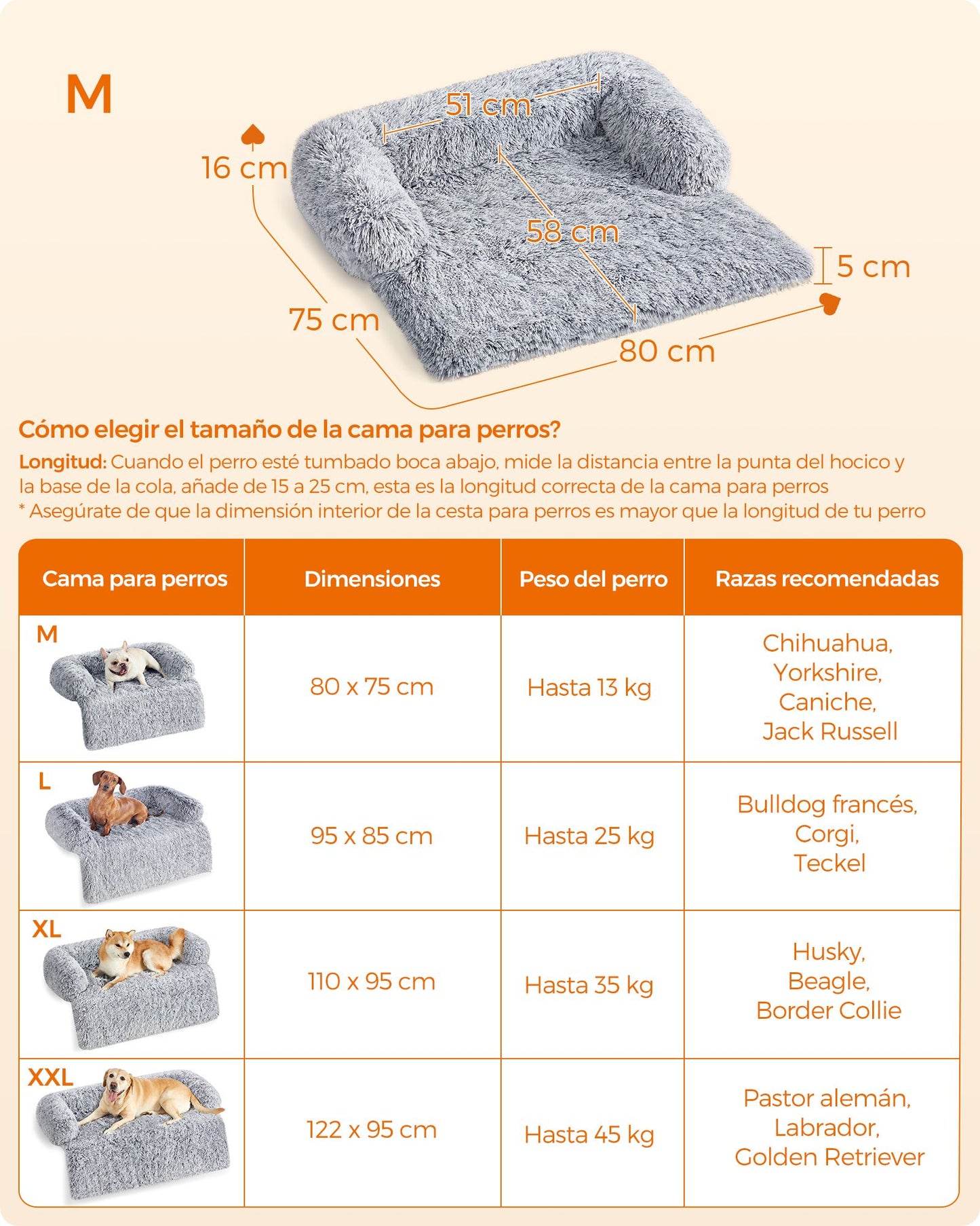 FluffyHug Cama para Perros 80 x 75 x 16 cm Gris Ombré-Feandrea