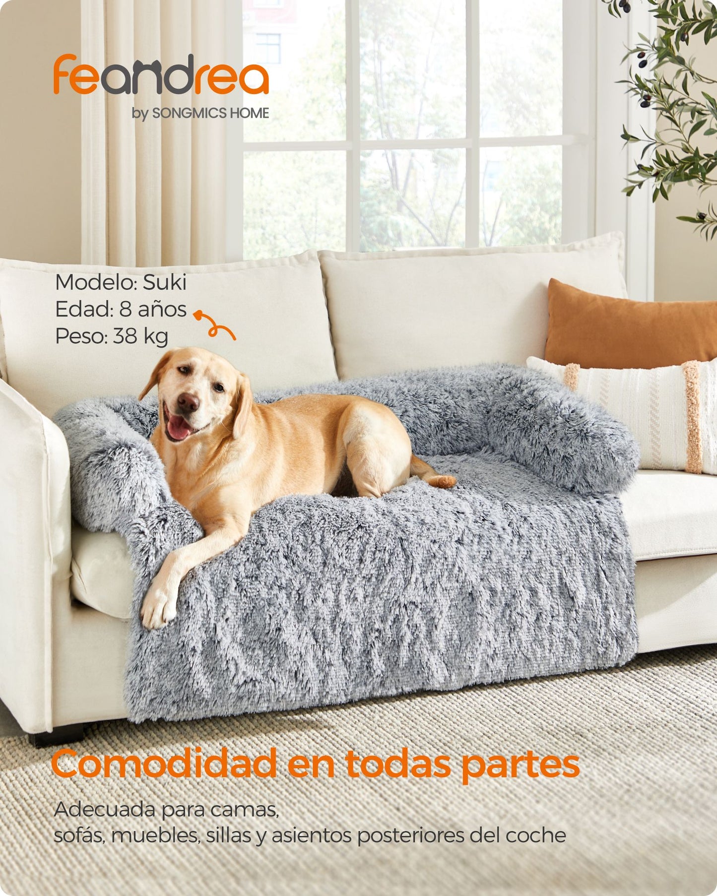 FluffyHug Cama para Perros 122 x 95 x 18 cm Gris Ombré-Feandrea