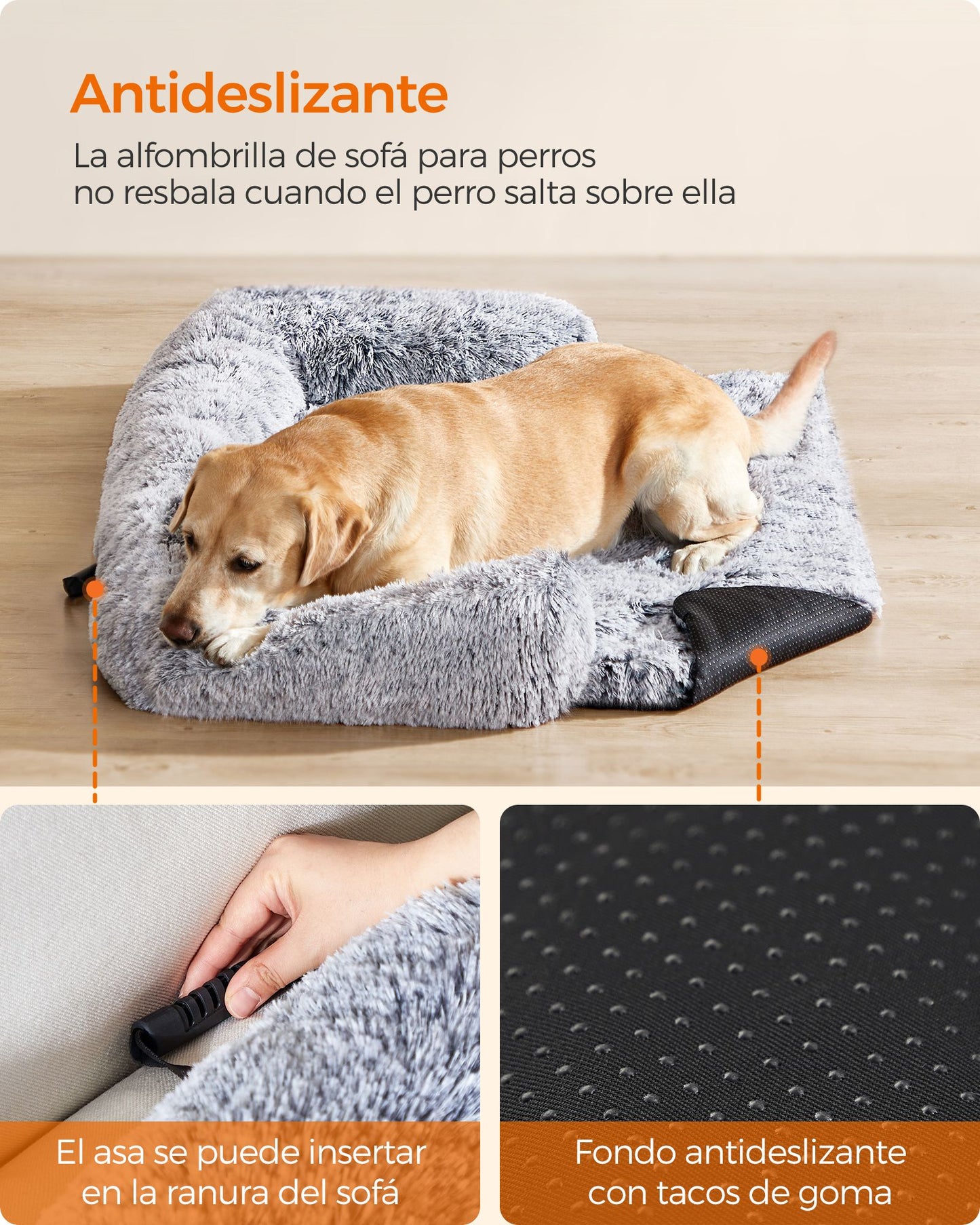 FluffyHug Cama para Perros 122 x 95 x 18 cm Gris Ombré-Feandrea