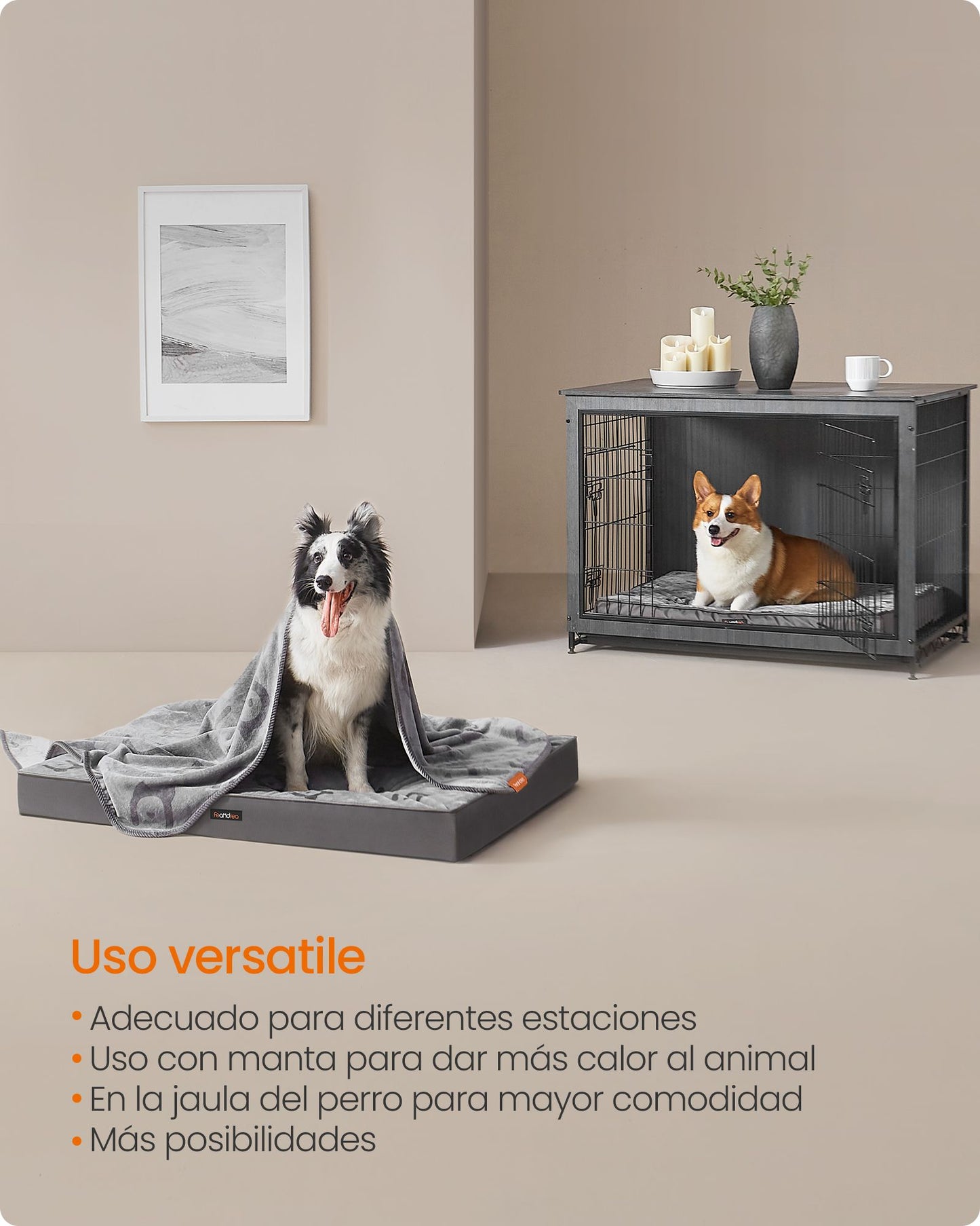 Cama para Perros 120 x 74 x 10 cm Gris Paloma-Feandrea