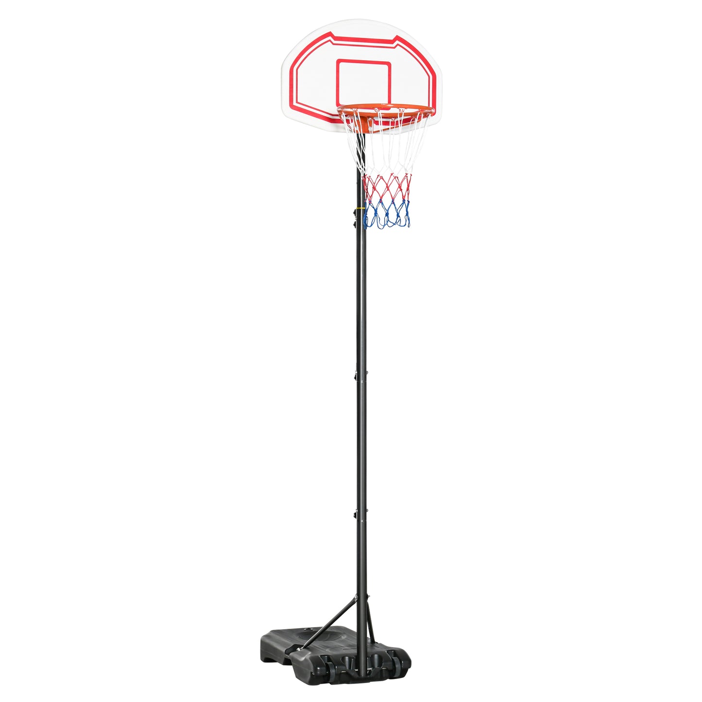 HOMCOM Canasta de Baloncesto para Exterior con Altura Ajustable 258-314 cm Aro de Baloncesto con Ruedas y Base Rellenable para Adolescentes y Adultos Negro y Rojo