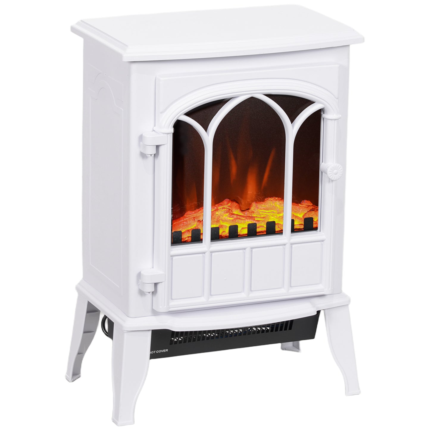 HOMCOM Chimenea Eléctrica 1000W/2000W Chimenea Decorativa con Ventana Efecto de Llama Temperatura Ajustable y Protección Sobrecalentamiento para 15-30 ㎡ 39x23x56,5 cm Blanco