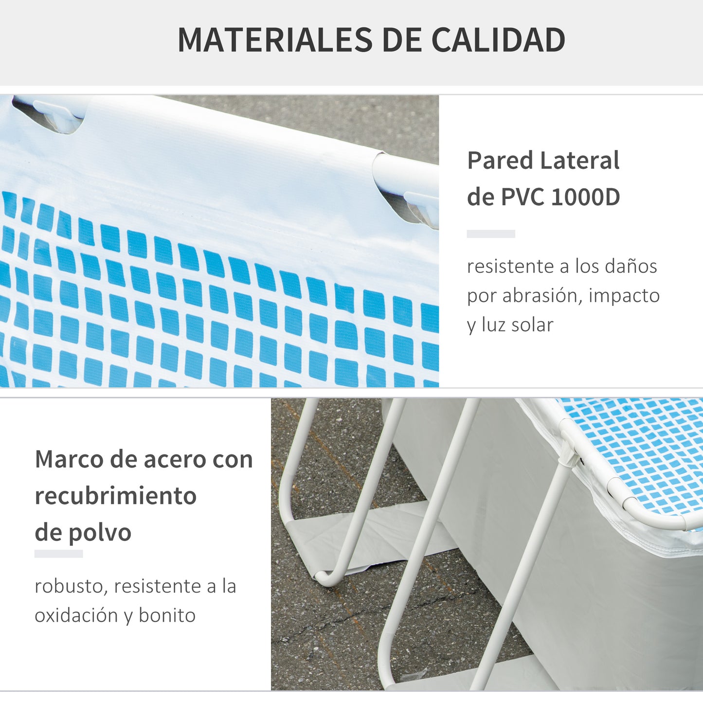 Outsunny Piscina Desmontable Tubular 340x215x80 cm Piscina Rectangular de Exterior con Depuradora de Cartucho 4.000 L/H Mangueras Longitud 100 cm y Marco de Acero 4200 L Gris