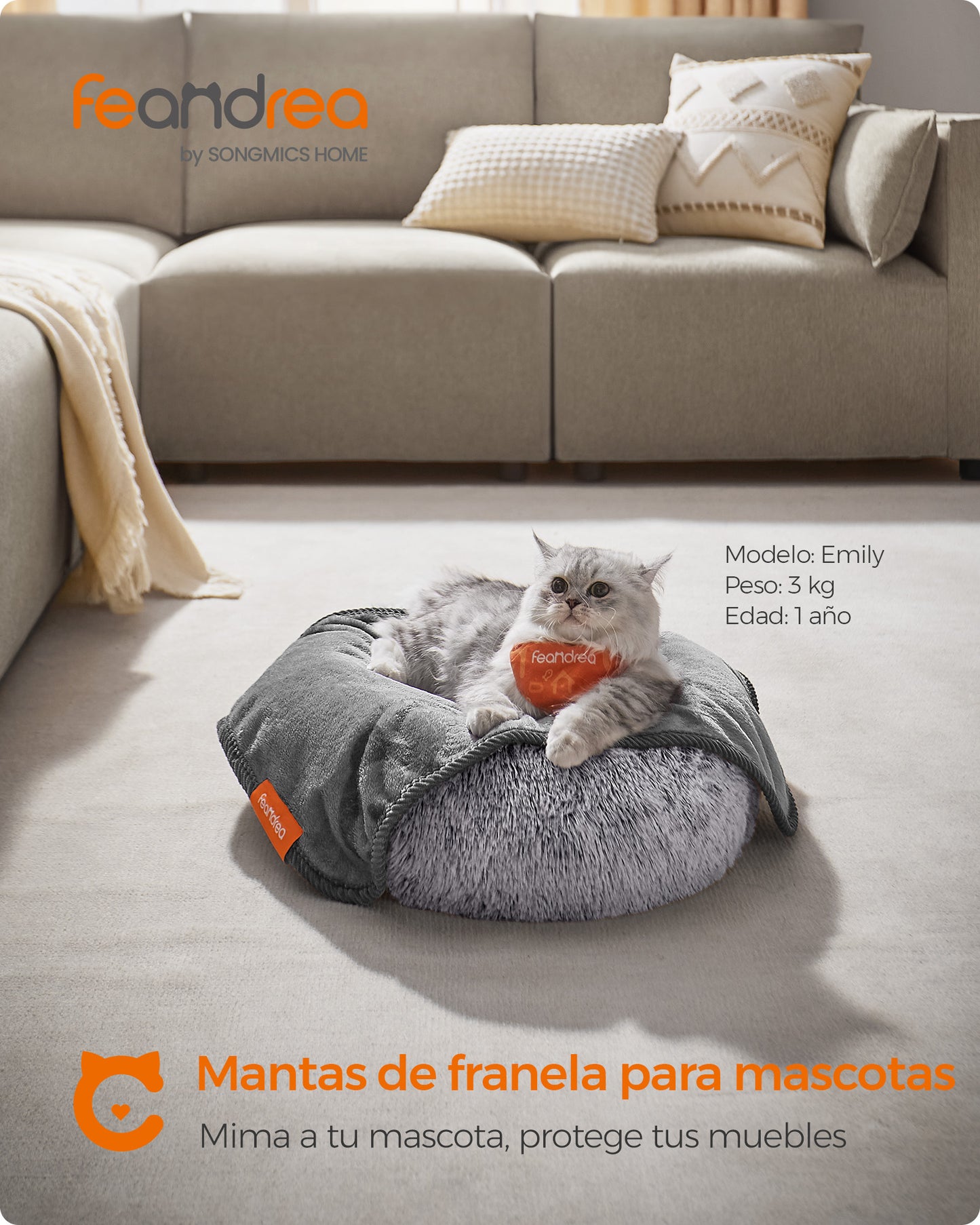 Juego de 3 Mantas para Mascotas 60 x 40 cm Gris Pizarra-Feandrea