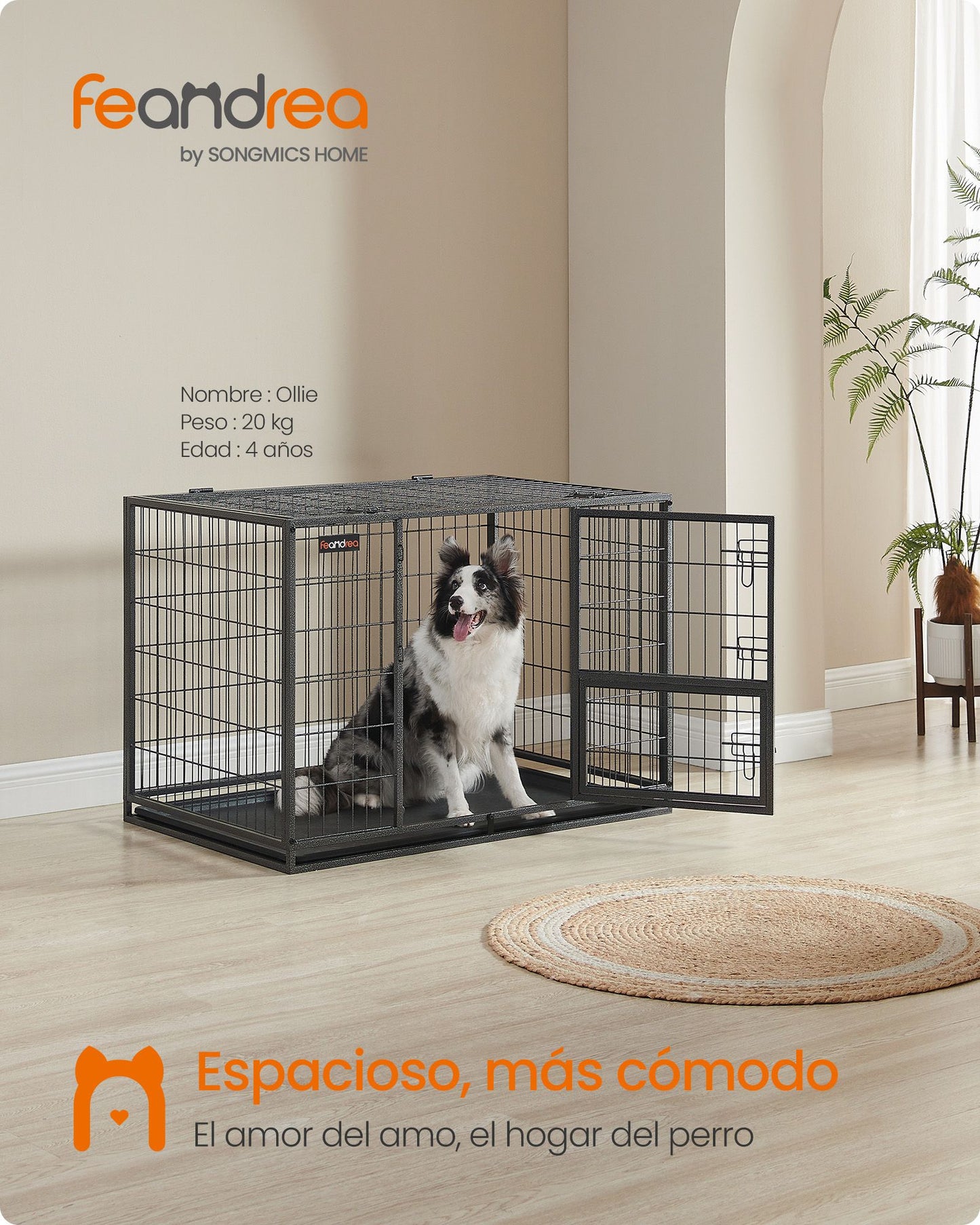 Jaula Pesada para Perros 107 x 70 x 75 cm XL Gris-Feandrea