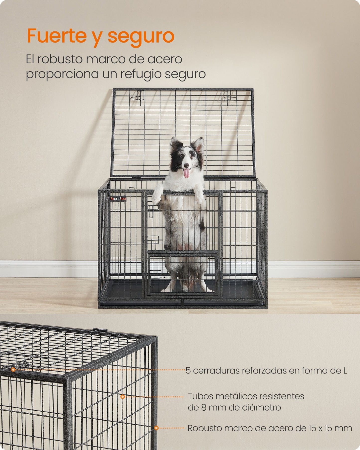 Jaula Pesada para Perros 107 x 70 x 75 cm XL Gris-Feandrea