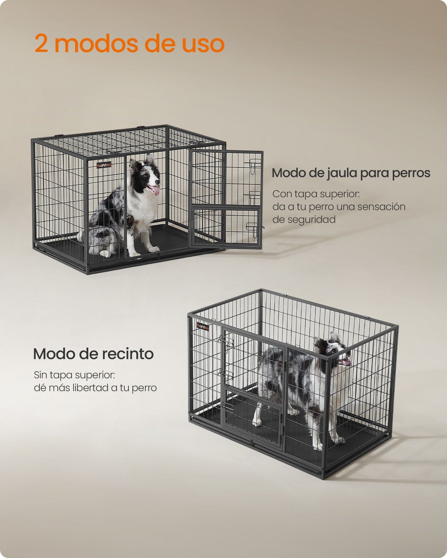 Jaula Pesada para Perros 107 x 70 x 75 cm XL Gris-Feandrea