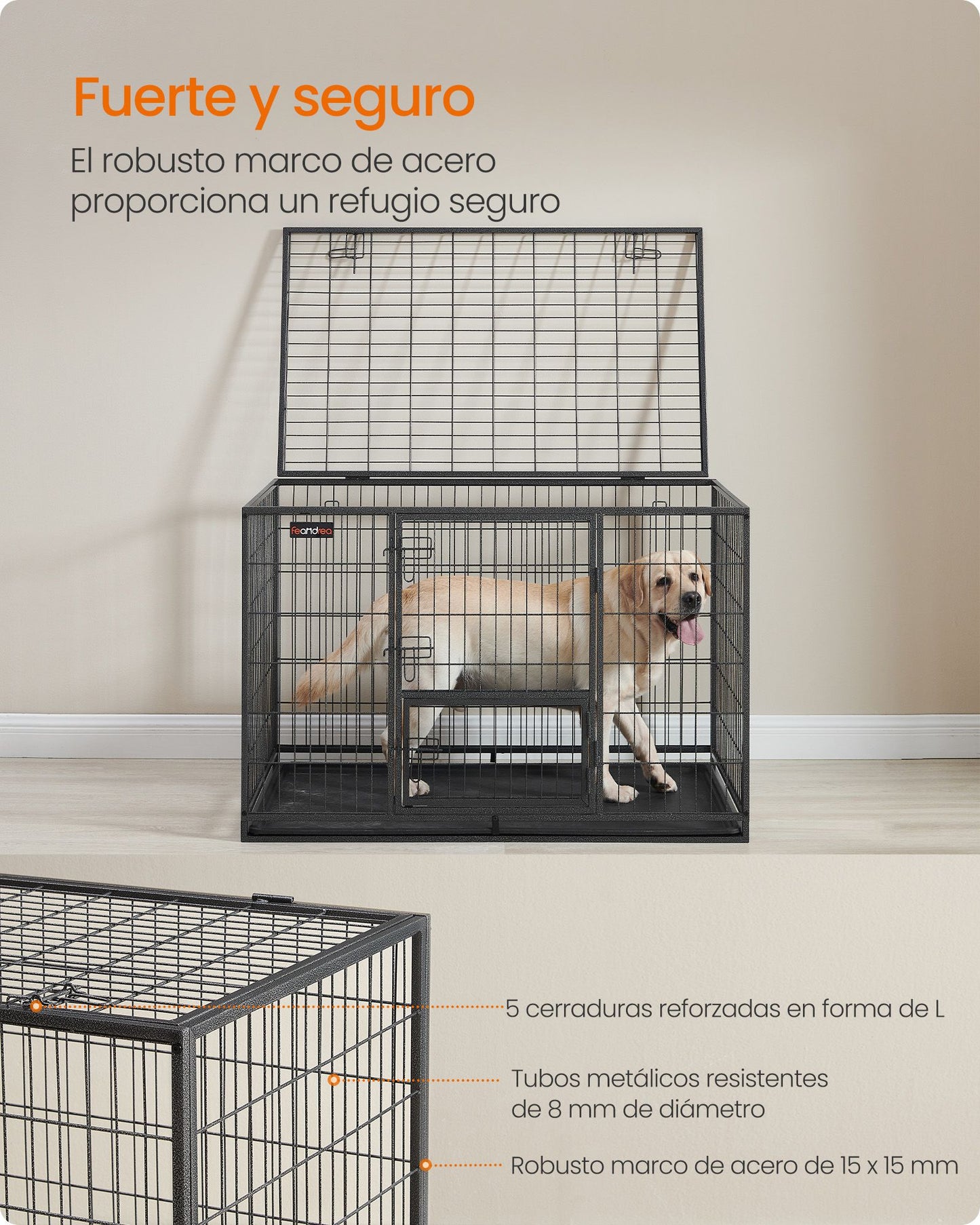 Jaula Pesada para Perros 122 x 75,5 x 80,5 cm XXL Gris-Feandrea