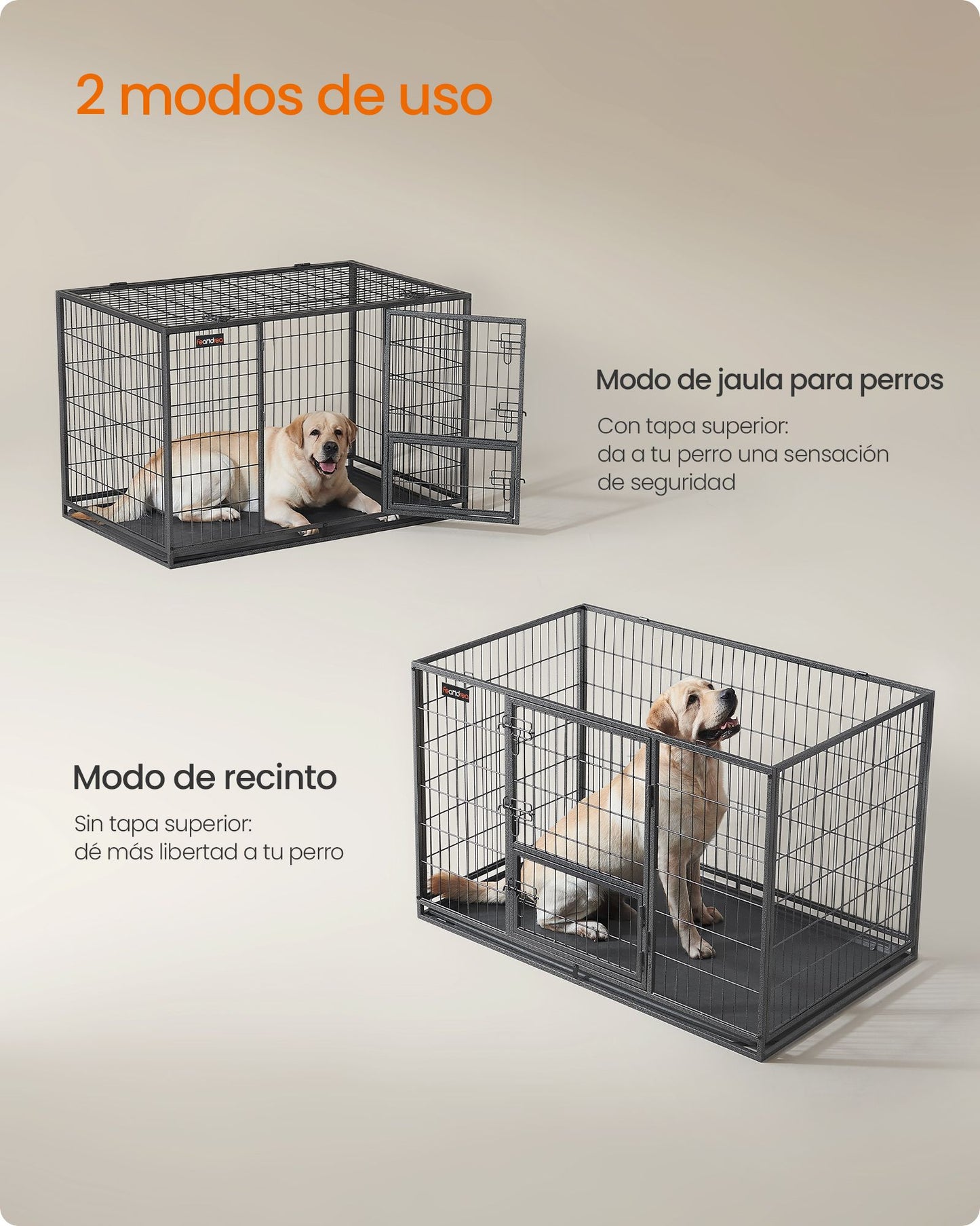 Jaula Pesada para Perros 122 x 75,5 x 80,5 cm XXL Gris-Feandrea