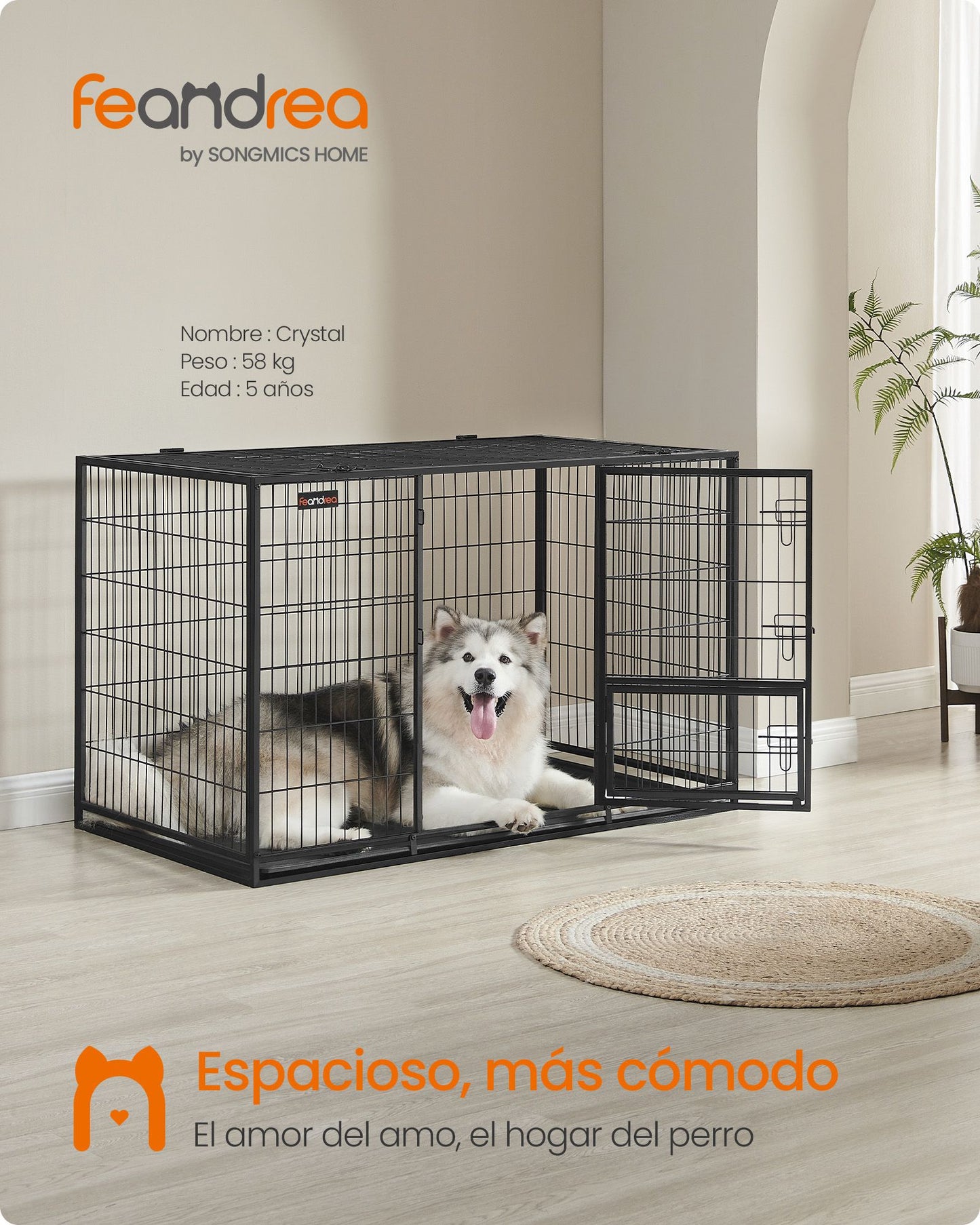 Jaula Pesada para Perros 139 x 79 x 87 cm XXXL Negro-Feandrea