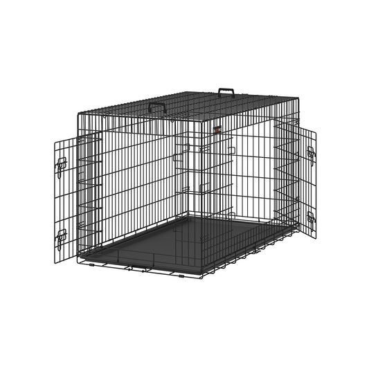 Jaula para Perros Plegable con 2 Puertas 136 x 79 x 87 cm Negro-Feandrea