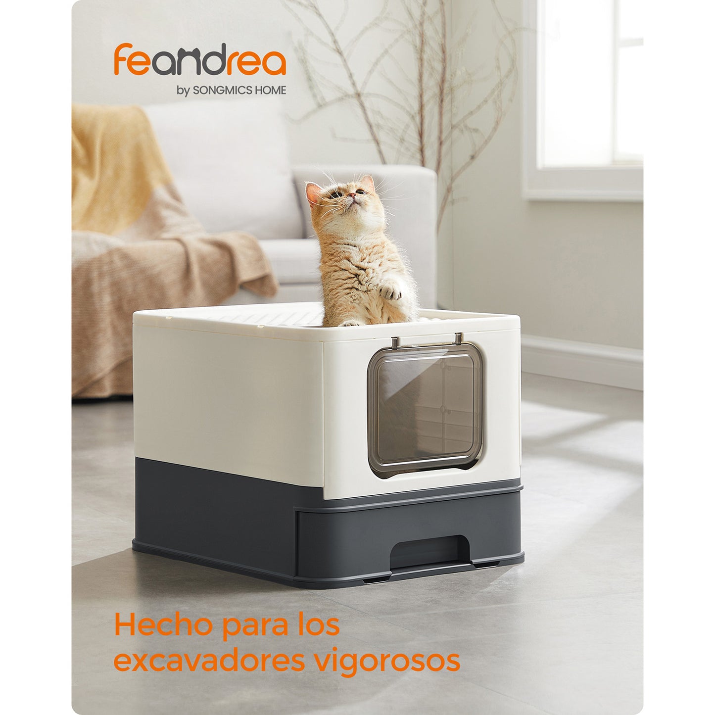 Arenero para Gatos Beige y Negro-SONGMICS