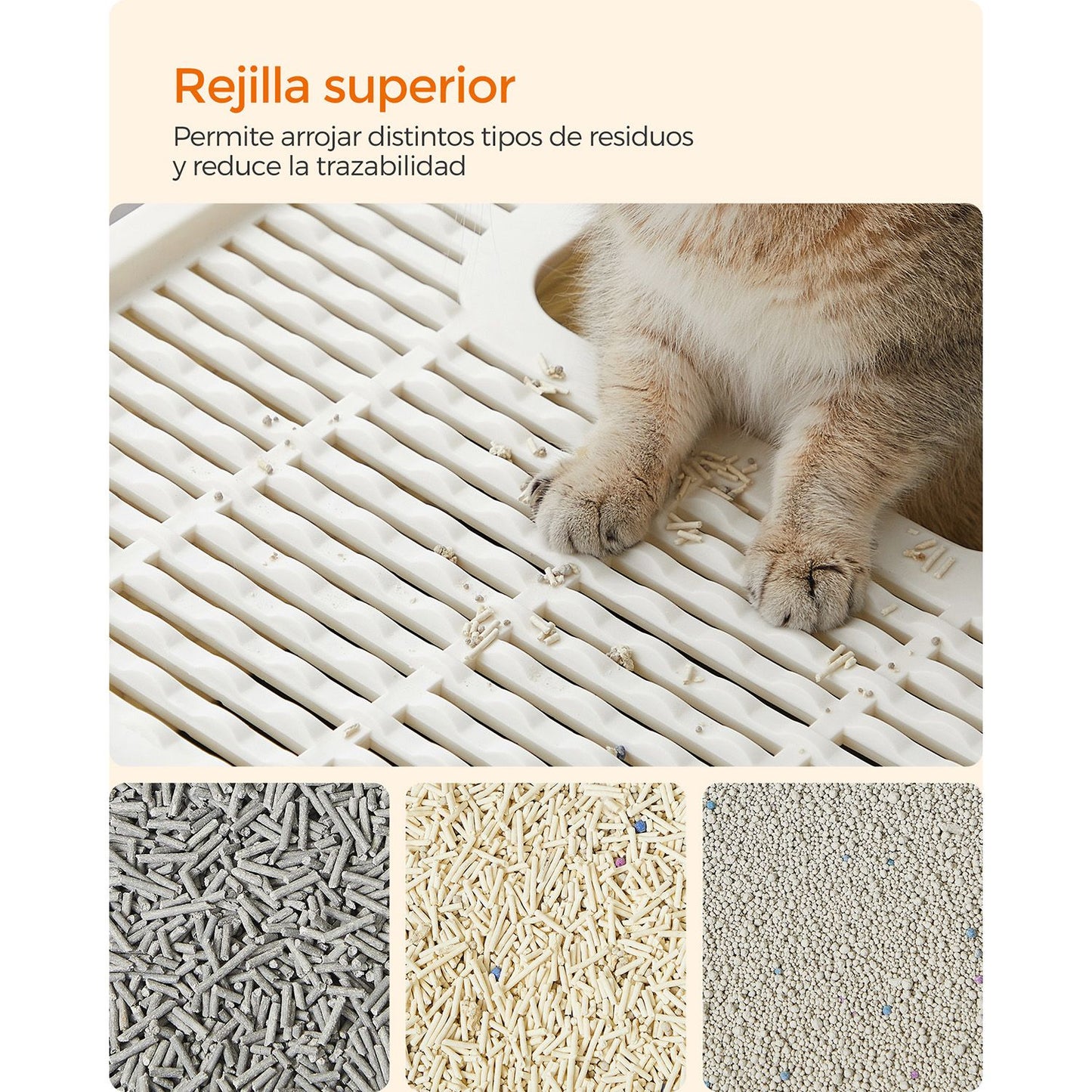 Arenero para Gatos Beige y Negro-SONGMICS