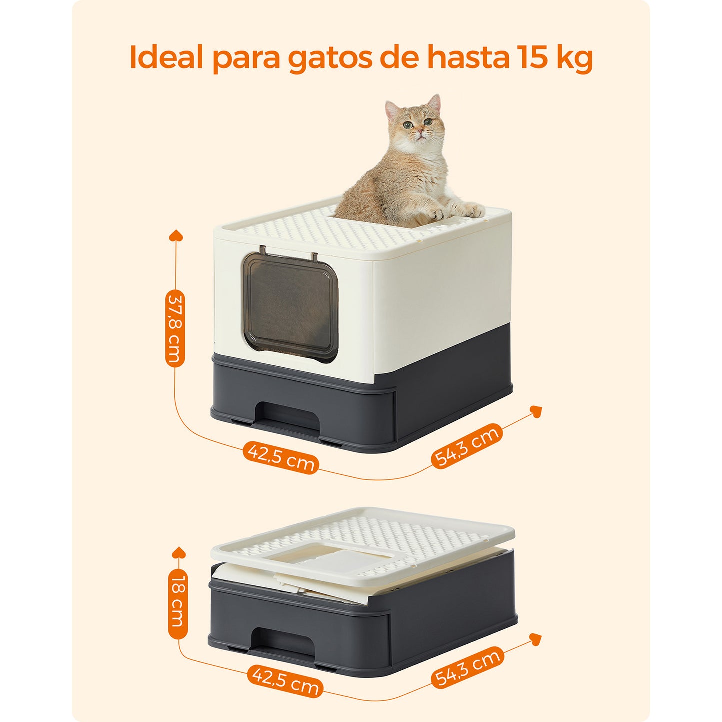 Arenero para Gatos Beige y Negro-SONGMICS