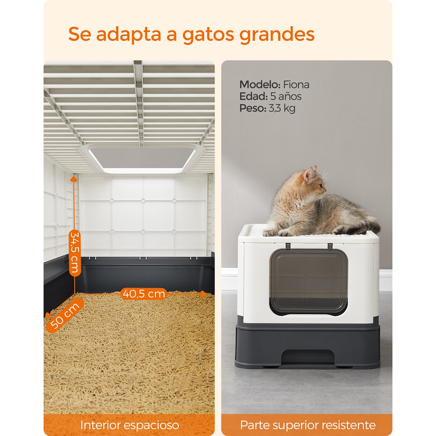 Arenero para Gatos Beige y Negro-SONGMICS