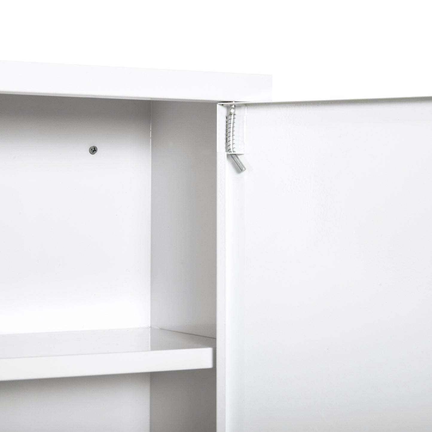 kleankin Armario Botiquín de Pared Botiquín de Emergencia de Metal con 3 Estantes de Almacenaje y Cerradura con 2 Llaves para Baño Cocina 40x18x60 cm Blanco