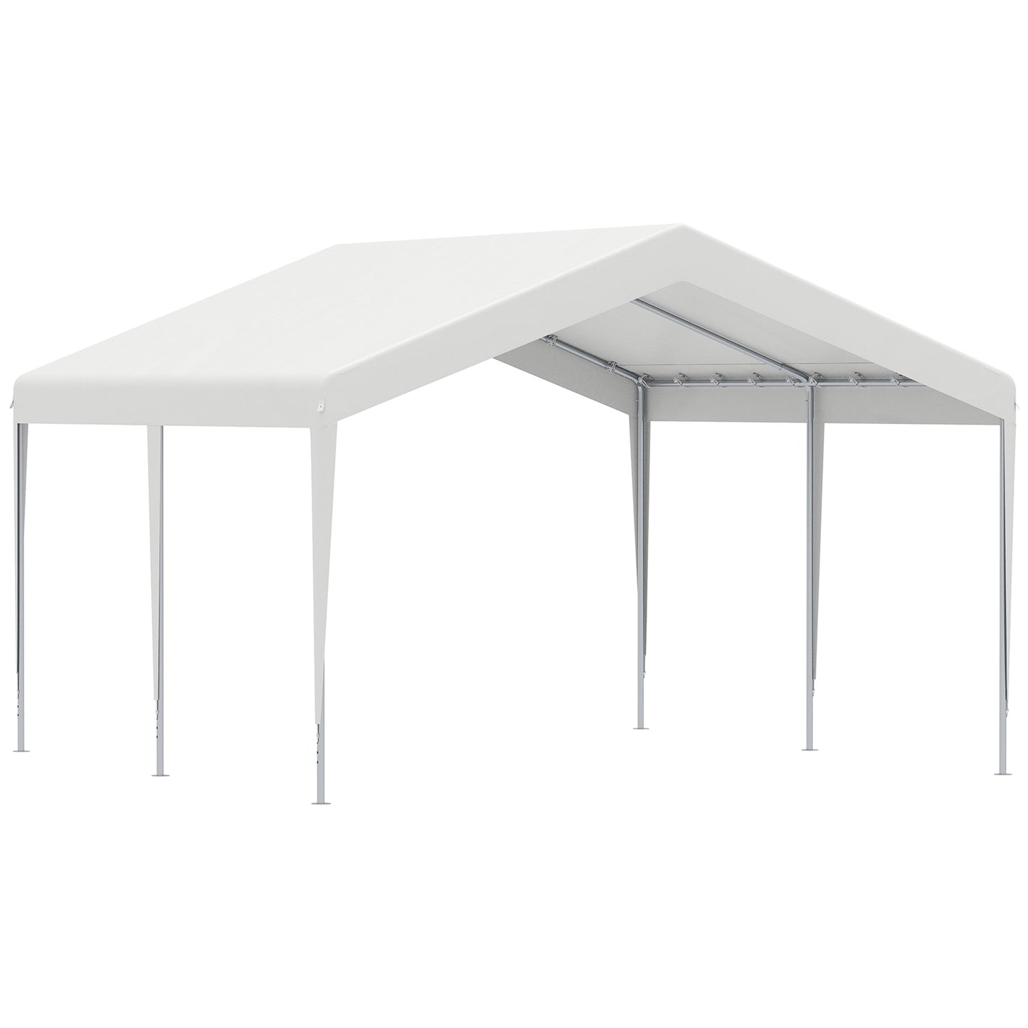 Outsunny Carpa Garaje para Coche 4x4 m Cochera Portátil Impermeable Pabellón Gazebo de Jardín Patio Exterior con Accesorios para Eventos Fiestas Metal Galvanizado Blanco