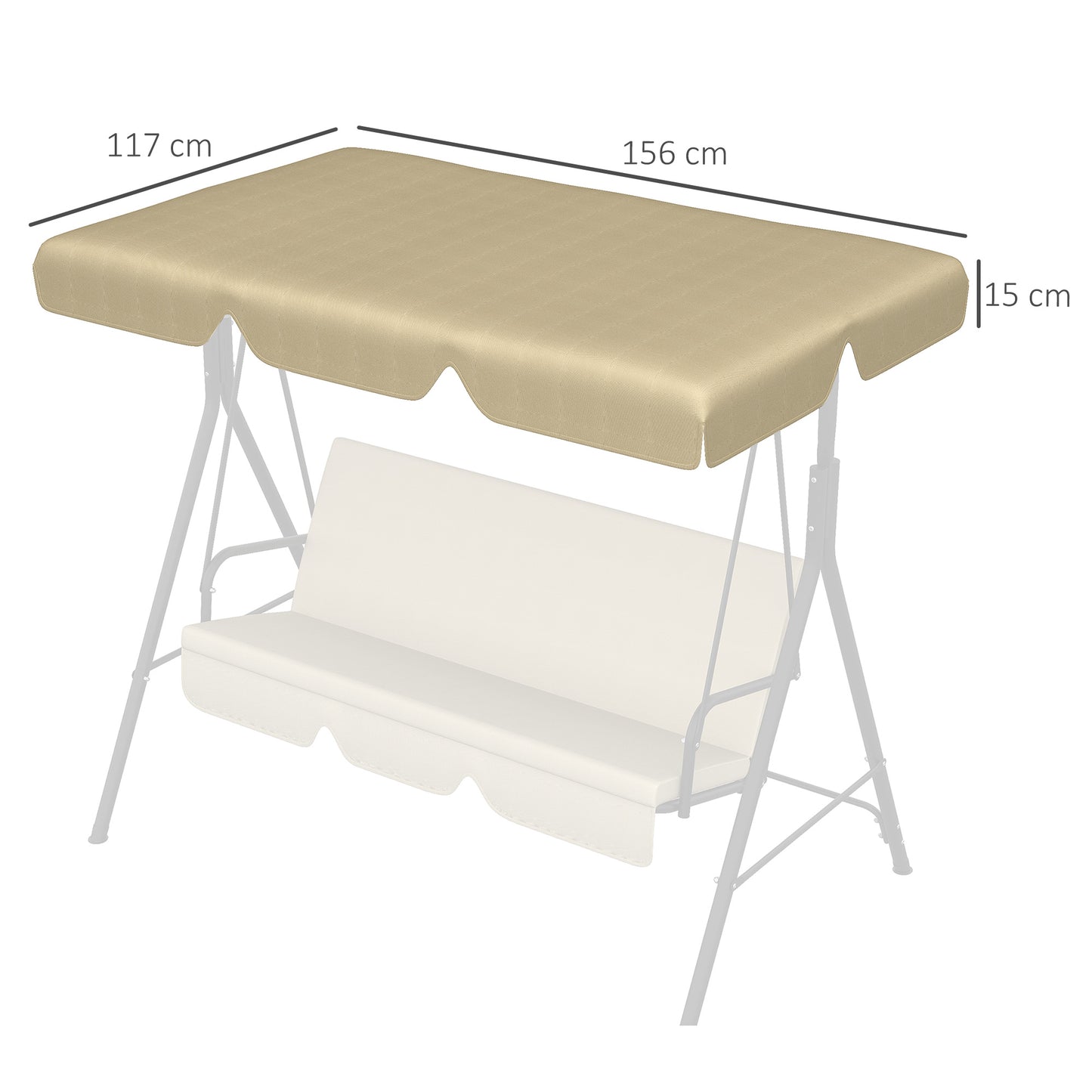 Outsunny Toldo de Repuesto para Columpio de 3 Plazas Techo Universal para Balancín de Jardín Tela de Poliéster Protección Solar 156x117x15 cm Beige